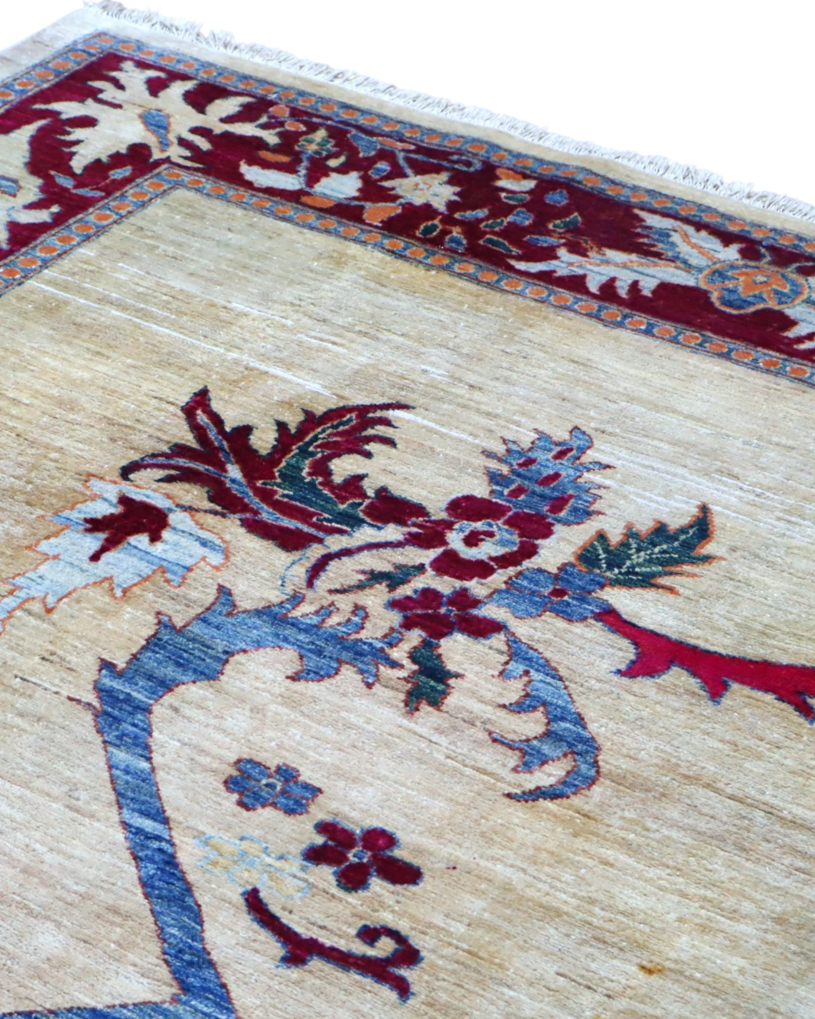 Hand-Knotted Wool Kazak Afghan Rug, 232 × 180 cm