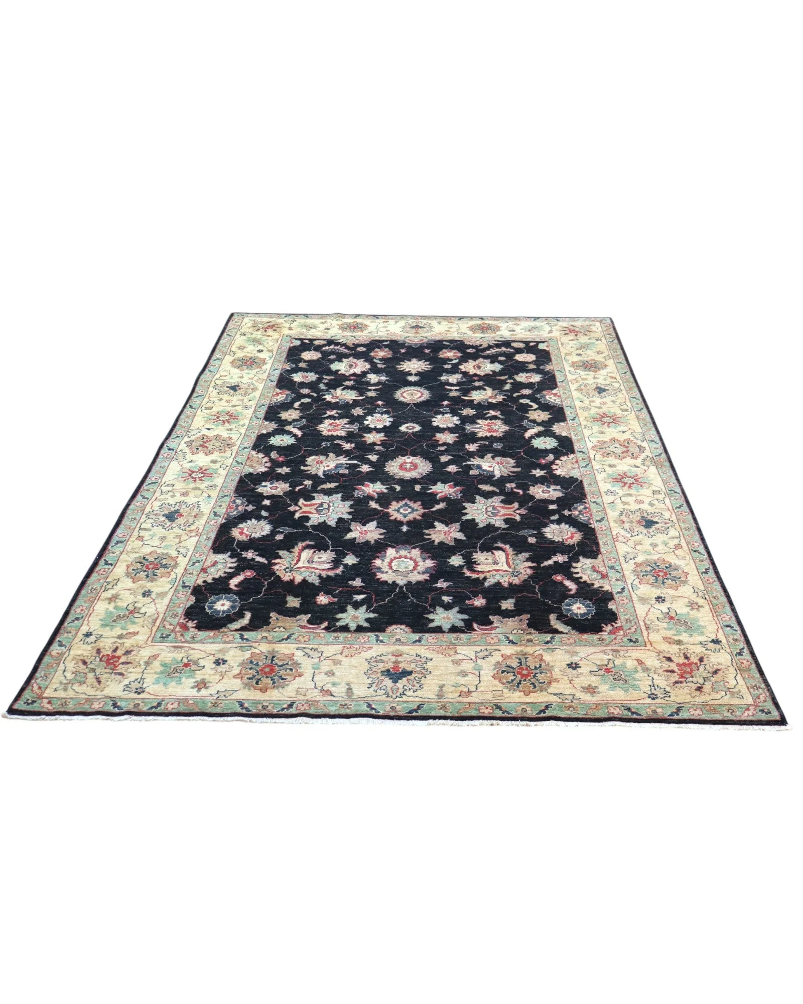 Ziegler Afghan Rug — hand-knotted, 262 × 180 cm, Wool