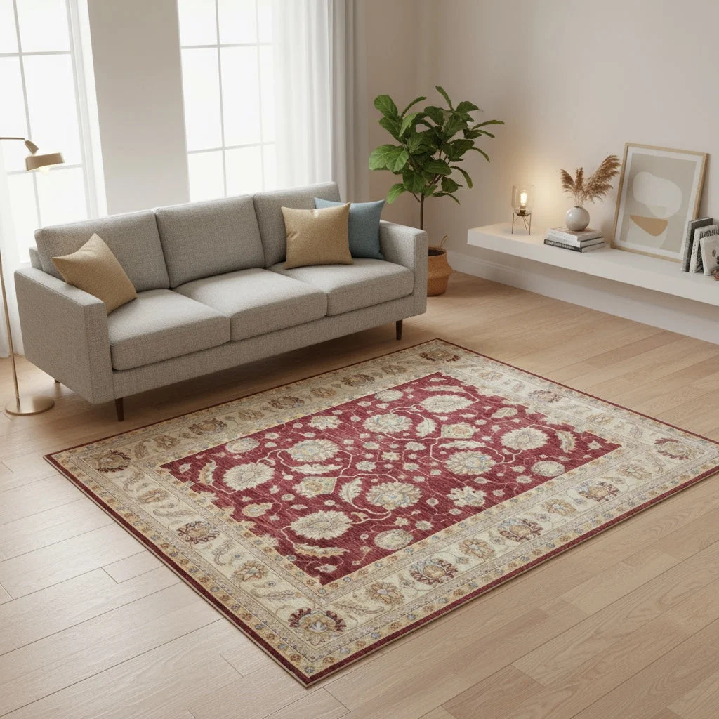Hand-Knotted Wool Ziegler Afghan Rug, 246 × 201 cm