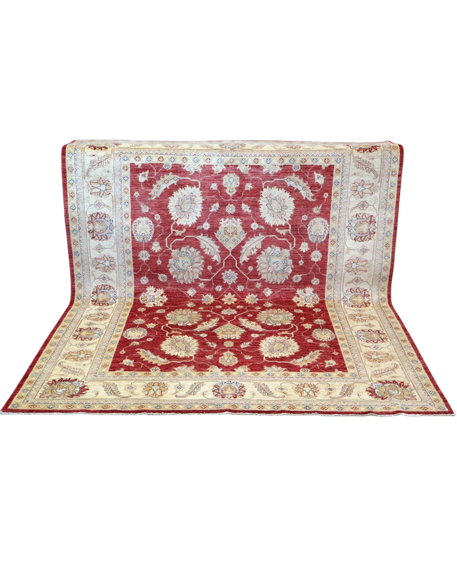 Hand-Knotted Wool Ziegler Afghan Rug, 246 × 201 cm