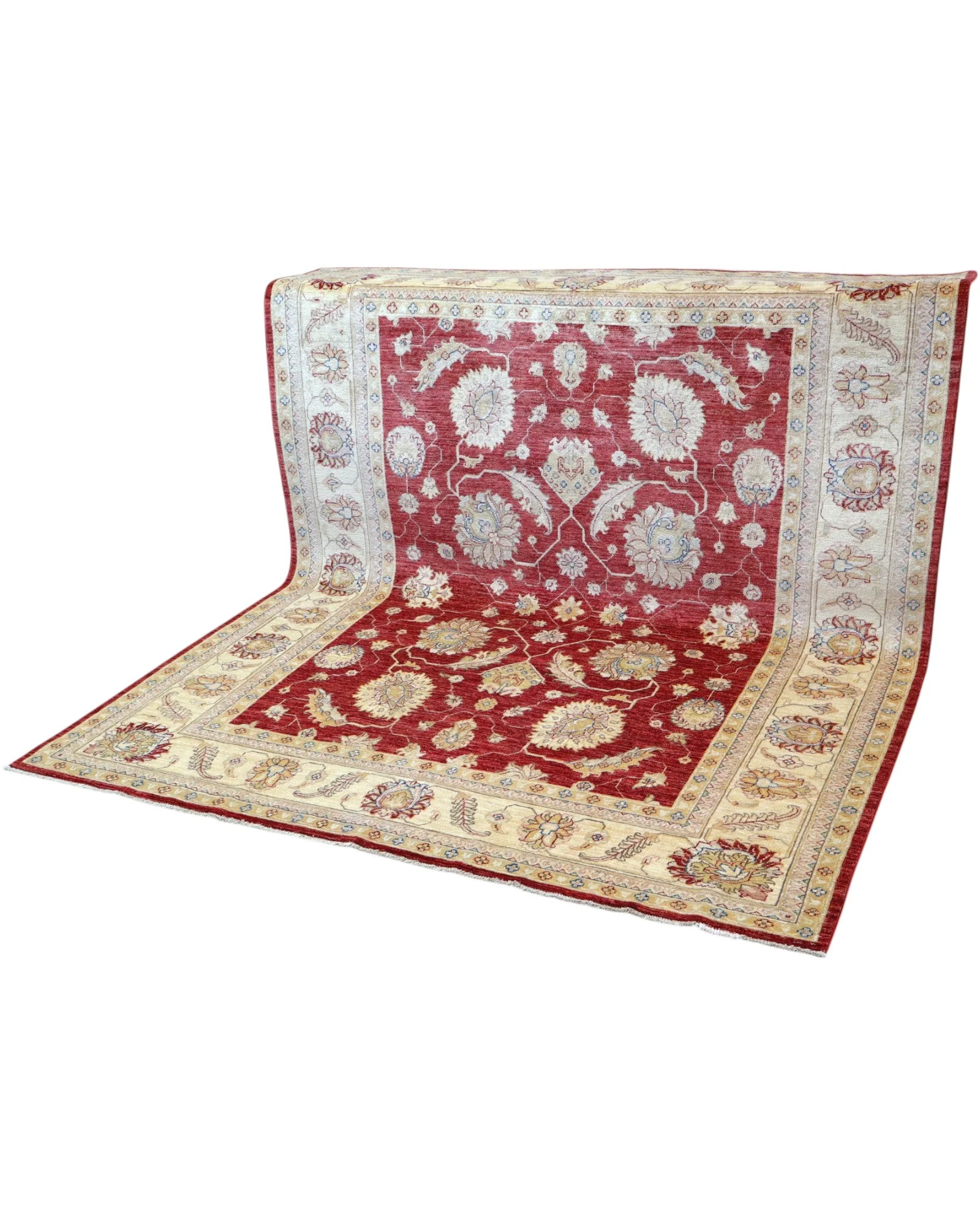 Hand-Knotted Wool Ziegler Afghan Rug, 246 × 201 cm