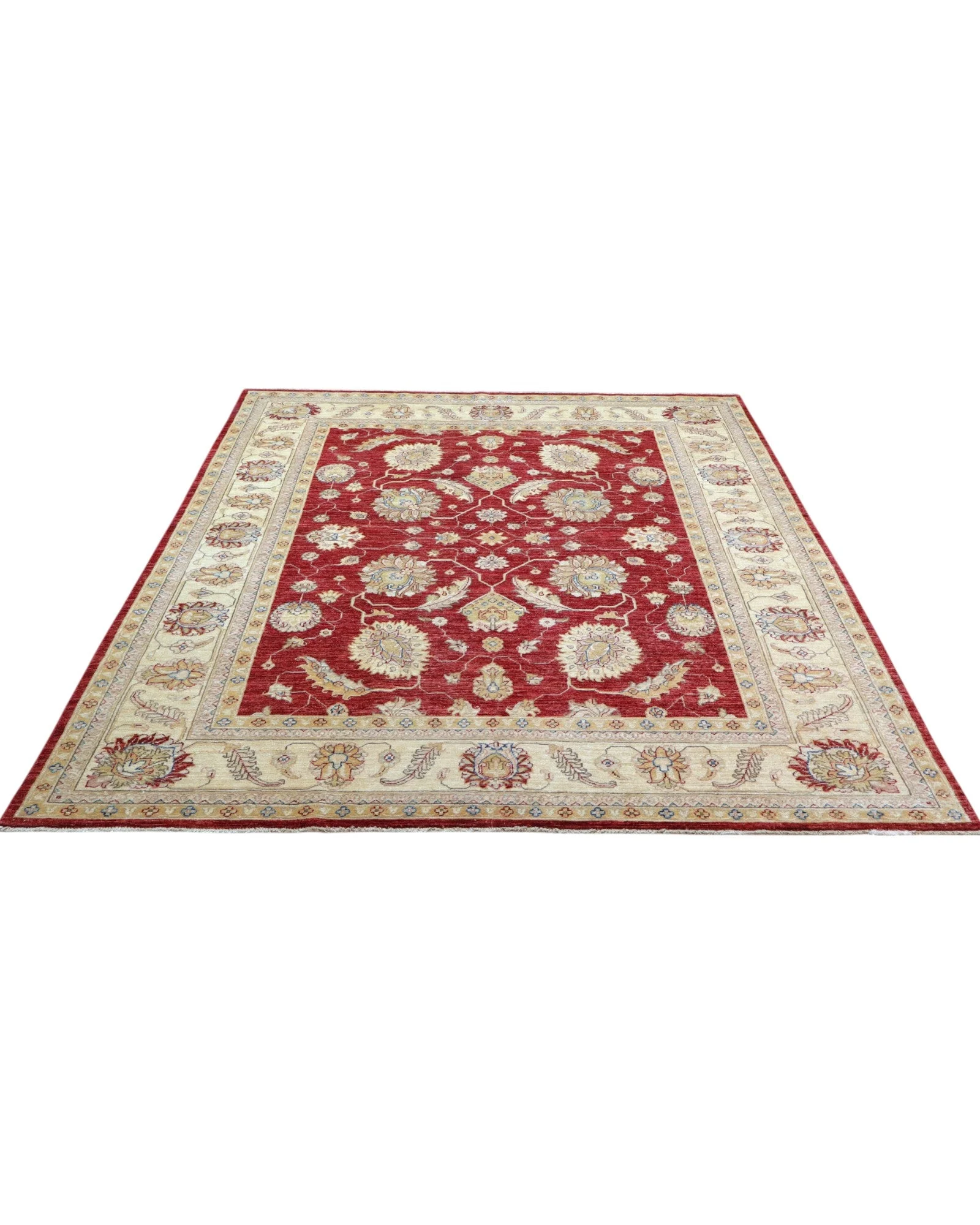 Hand-Knotted Wool Ziegler Afghan Rug, 246 × 201 cm