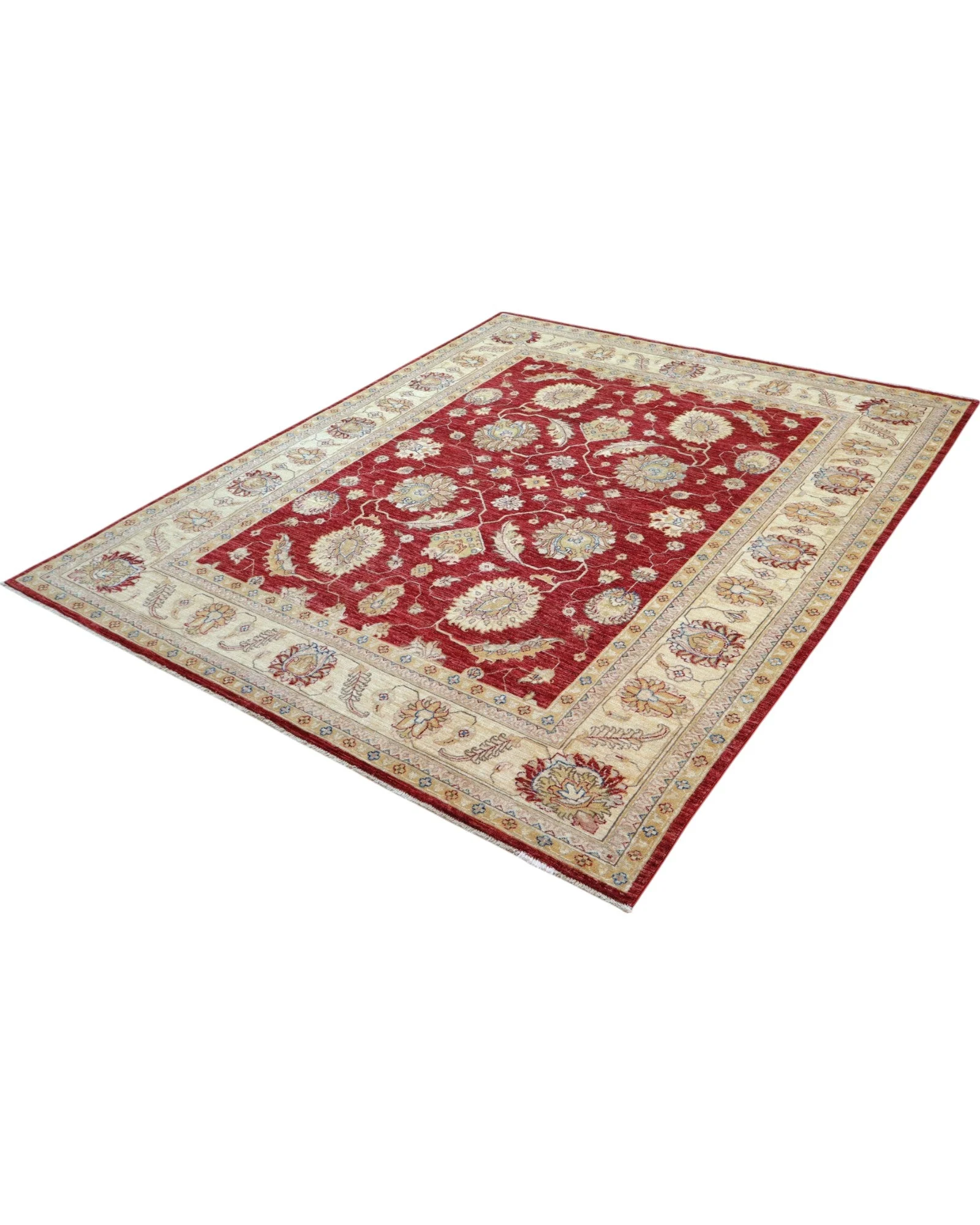 Hand-Knotted Wool Ziegler Afghan Rug, 246 × 201 cm