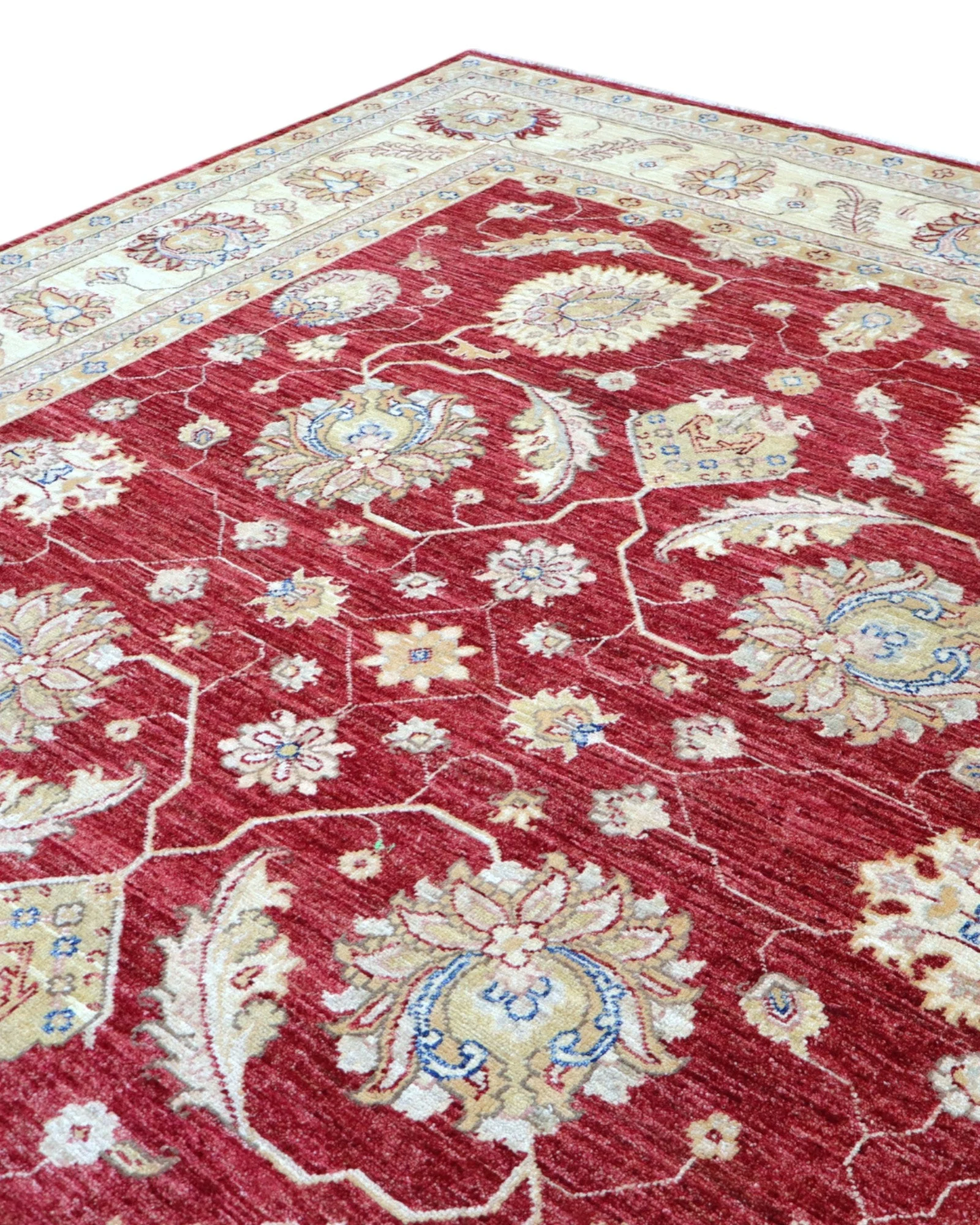 Hand-Knotted Wool Ziegler Afghan Rug, 246 × 201 cm