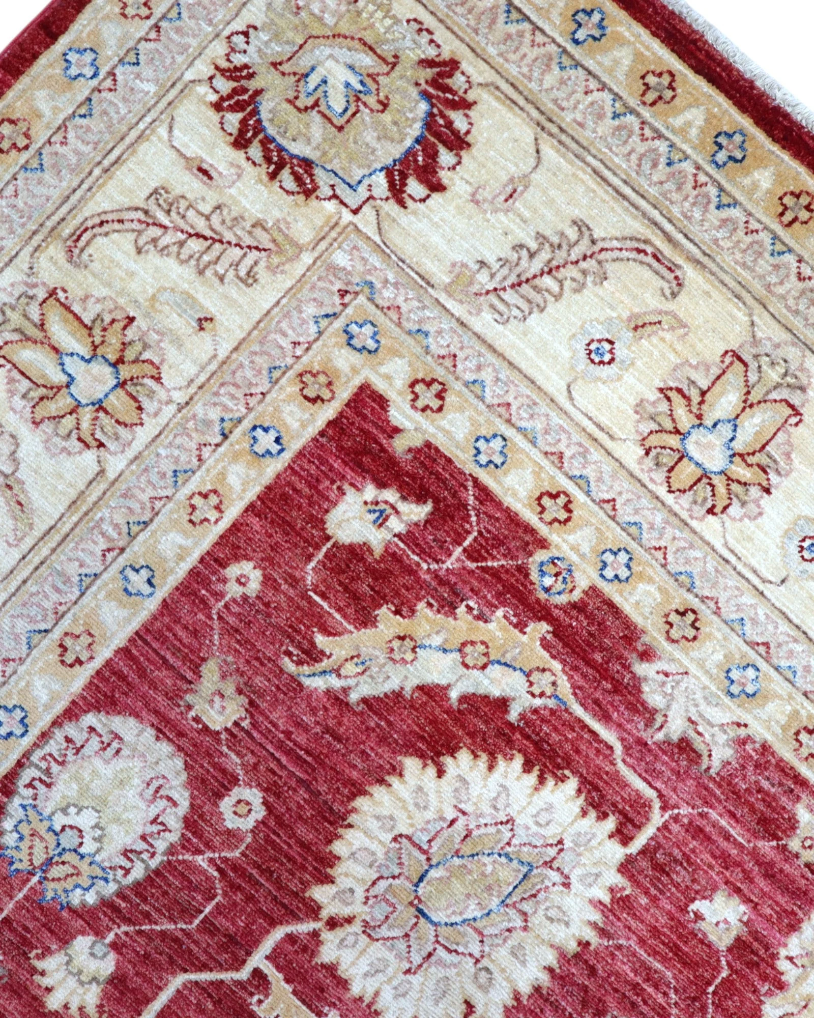 Hand-Knotted Wool Ziegler Afghan Rug, 246 × 201 cm
