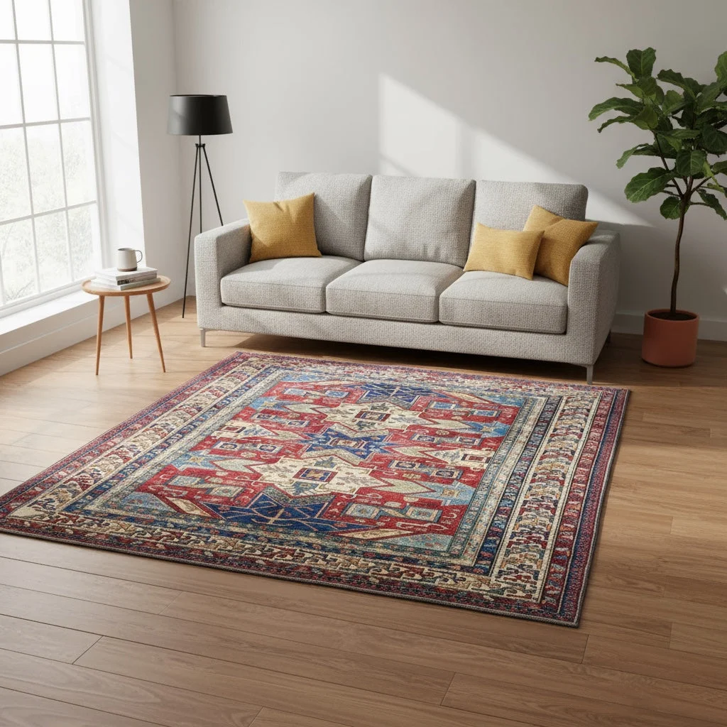 Kazak Afghan Rug 247 × 215 cm, Wool, hand-knotted