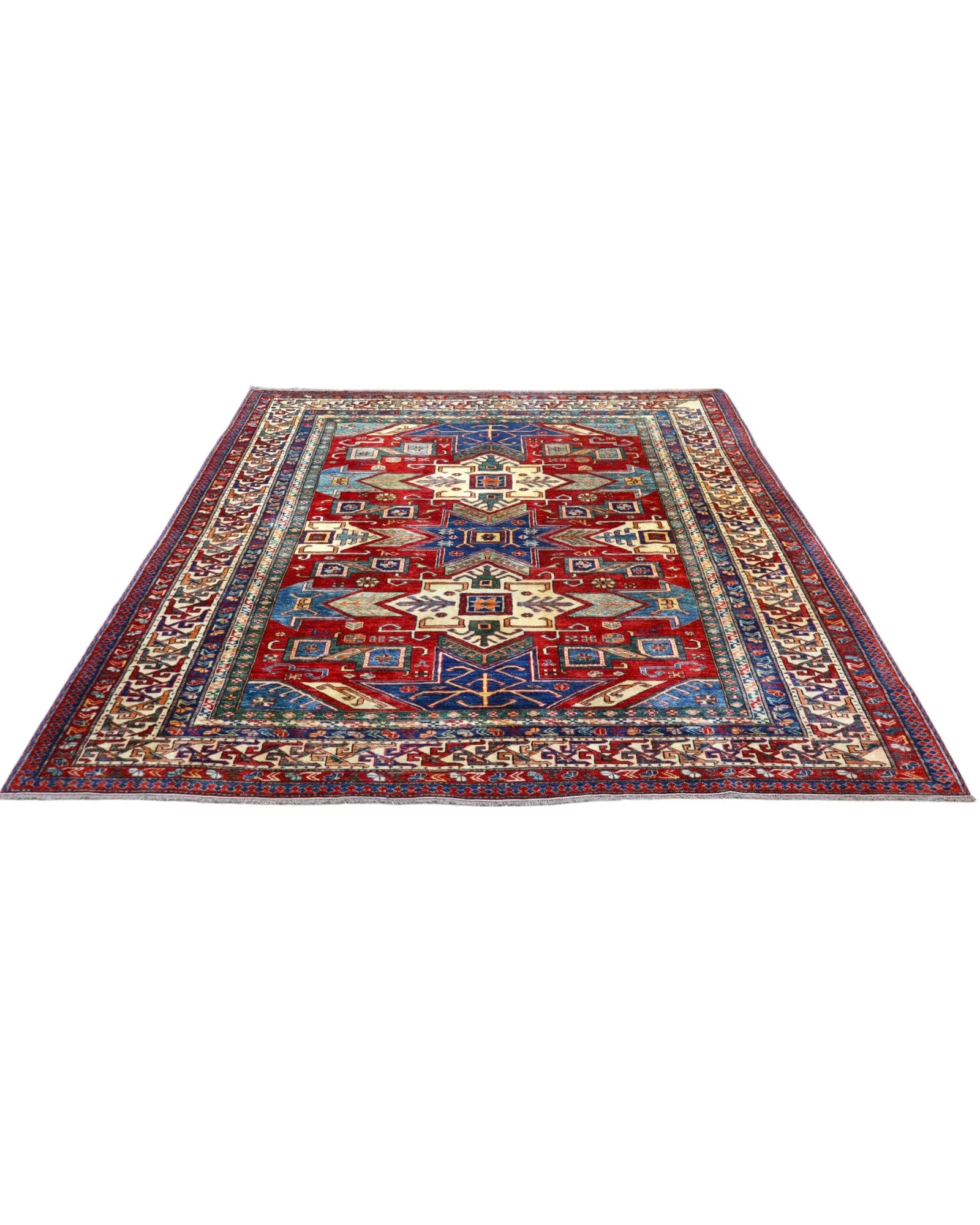 Kazak Afghan Rug 247 × 215 cm, Wool, hand-knotted