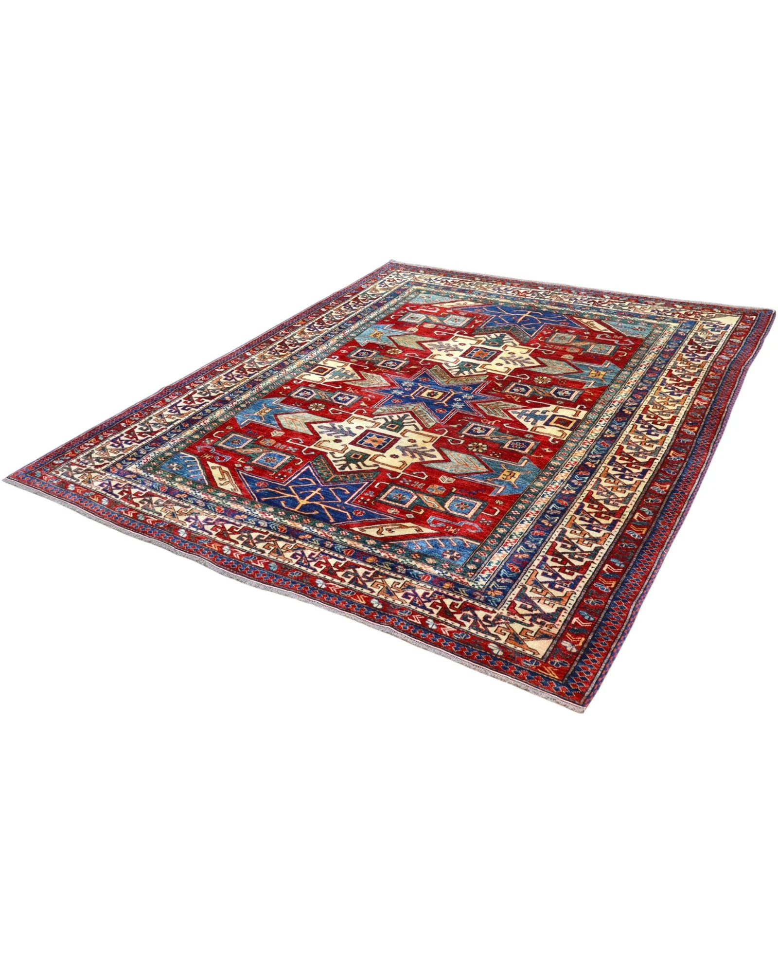 Kazak Afghan Rug 247 × 215 cm, Wool, hand-knotted