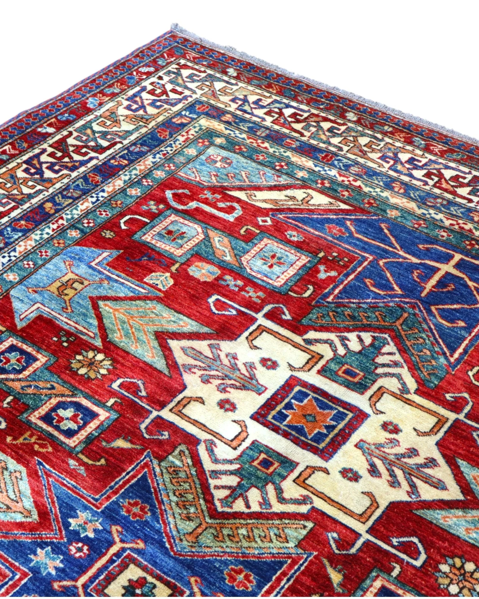 Kazak Afghan Rug 247 × 215 cm, Wool, hand-knotted