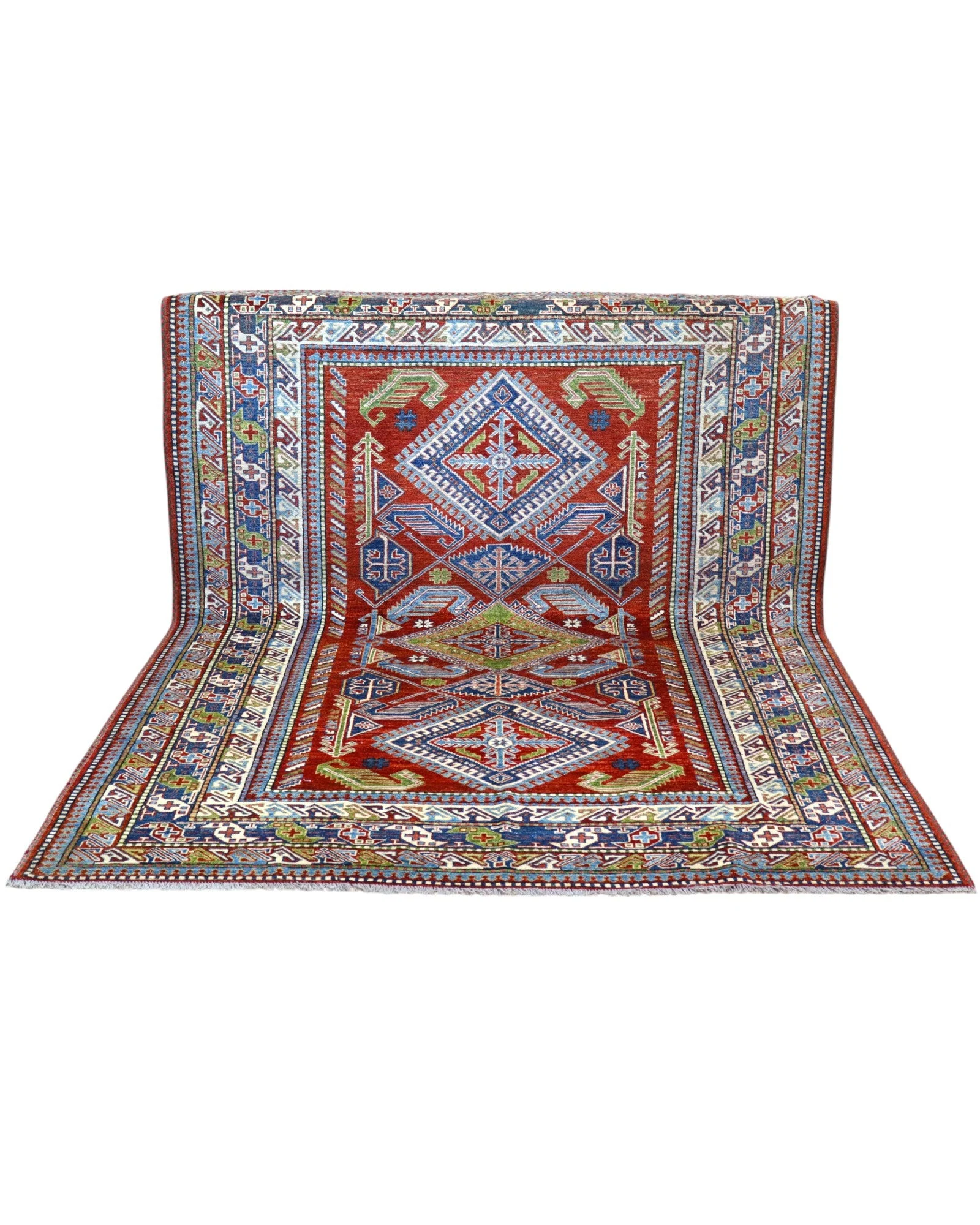 Kazak Afghan Rug 259 × 196 cm, Wool, hand-knotted