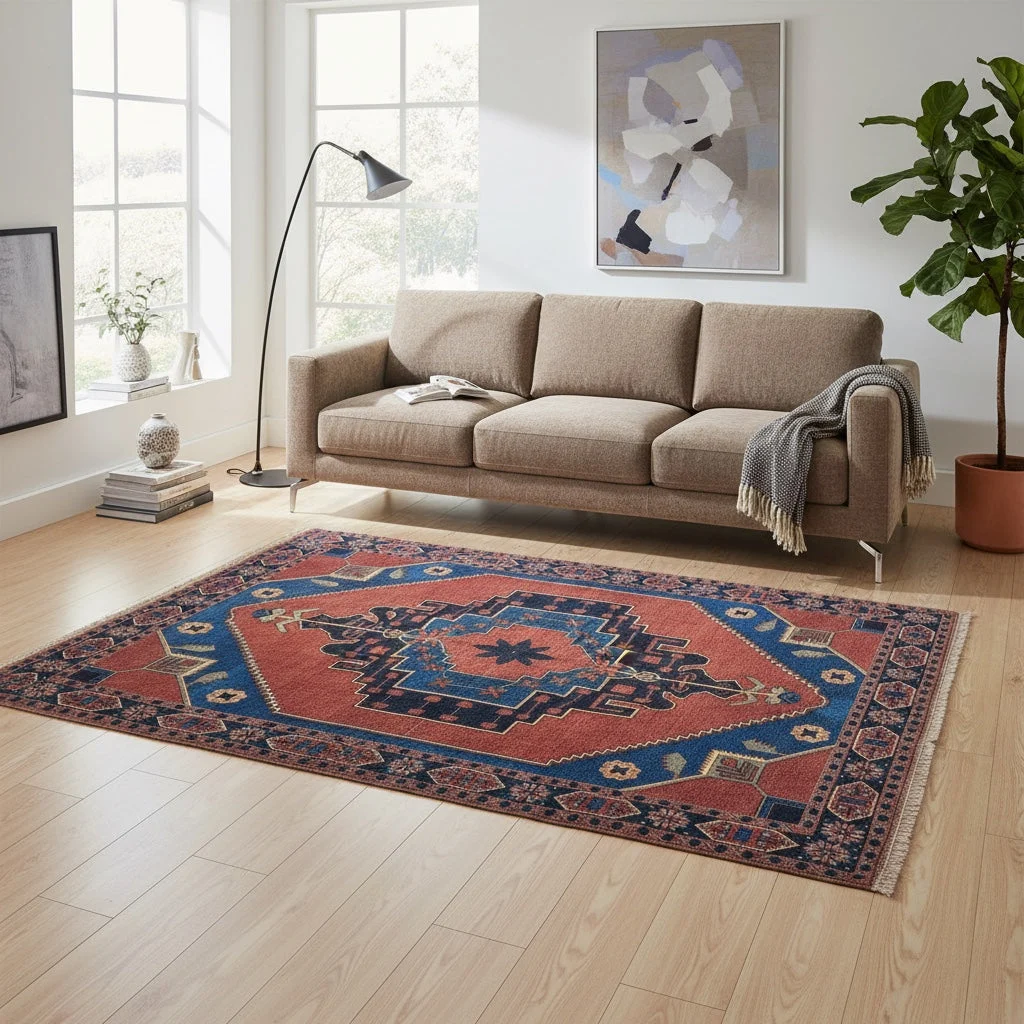 Hand-Knotted Wool Oriental Rug, 238 × 196 cm