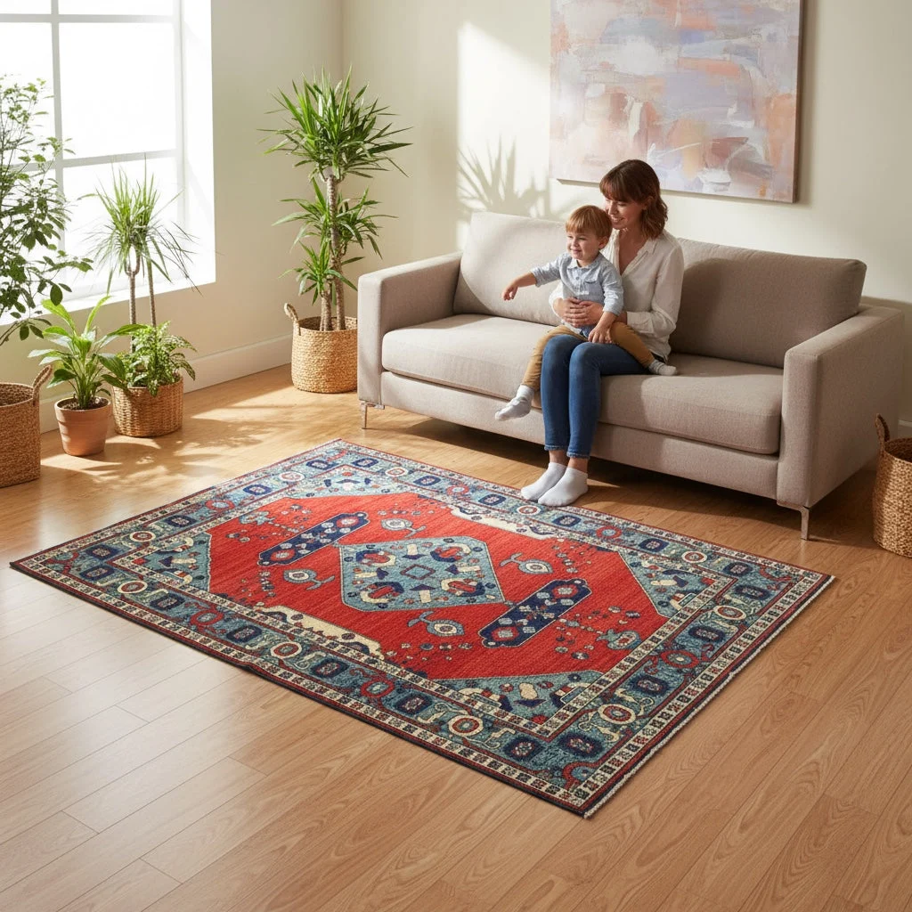 Kazak Afghan Rug 204 × 171 cm, Wool, hand-knotted
