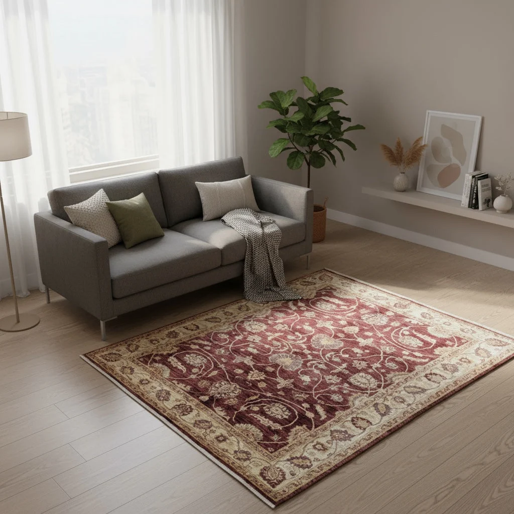 Ziegler Afghan Rug — hand-knotted, 183 × 157 cm, Wool