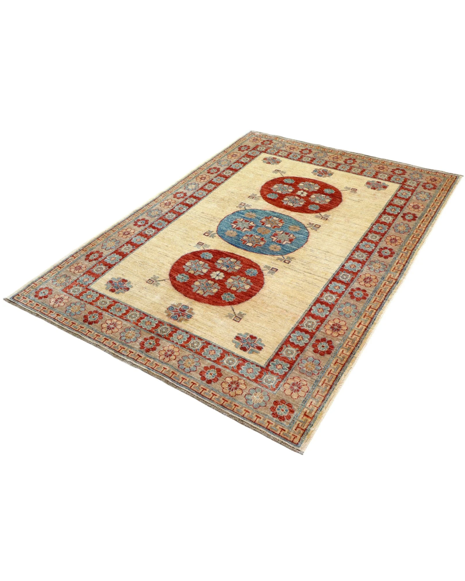 Kazak Afghan Rug 200 × 146 cm, Wool, hand-knotted