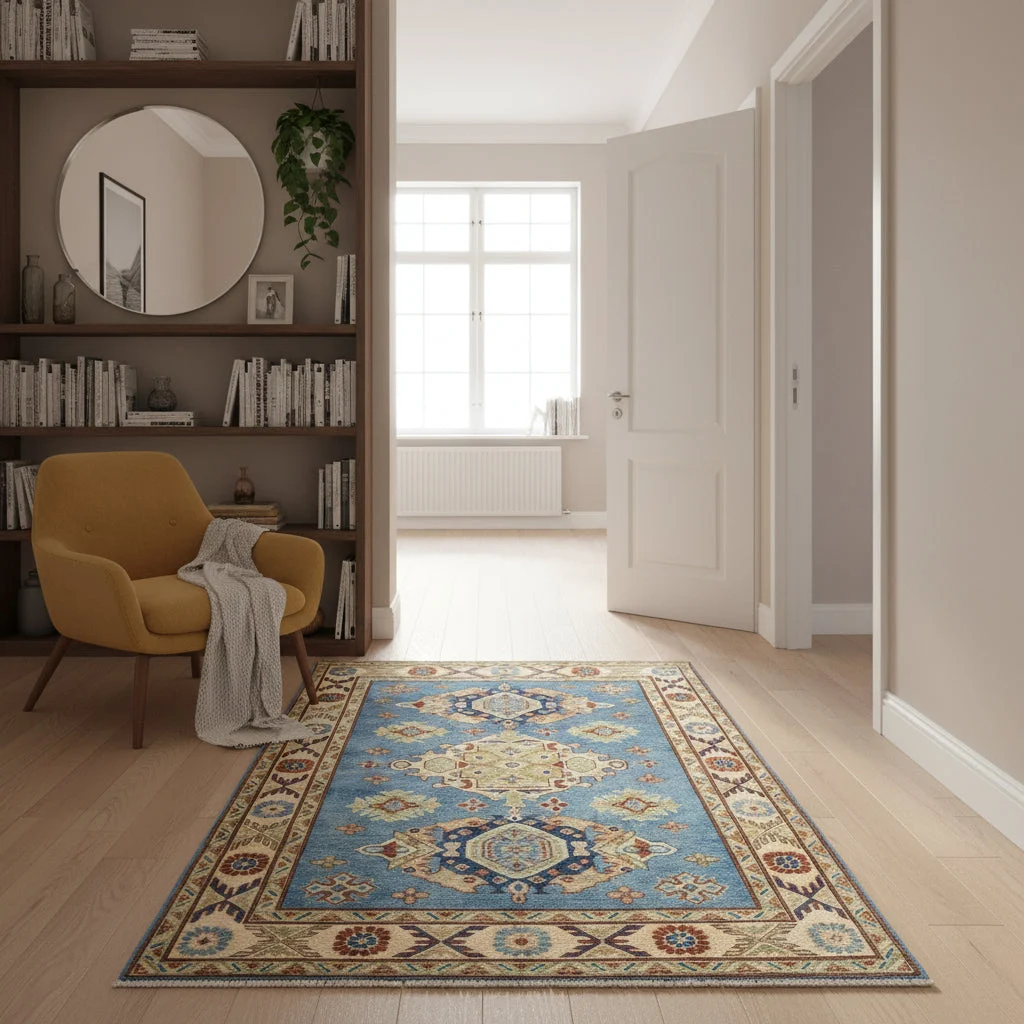Kazak Afghan Rug — hand-knotted, 186 × 122 cm, Wool