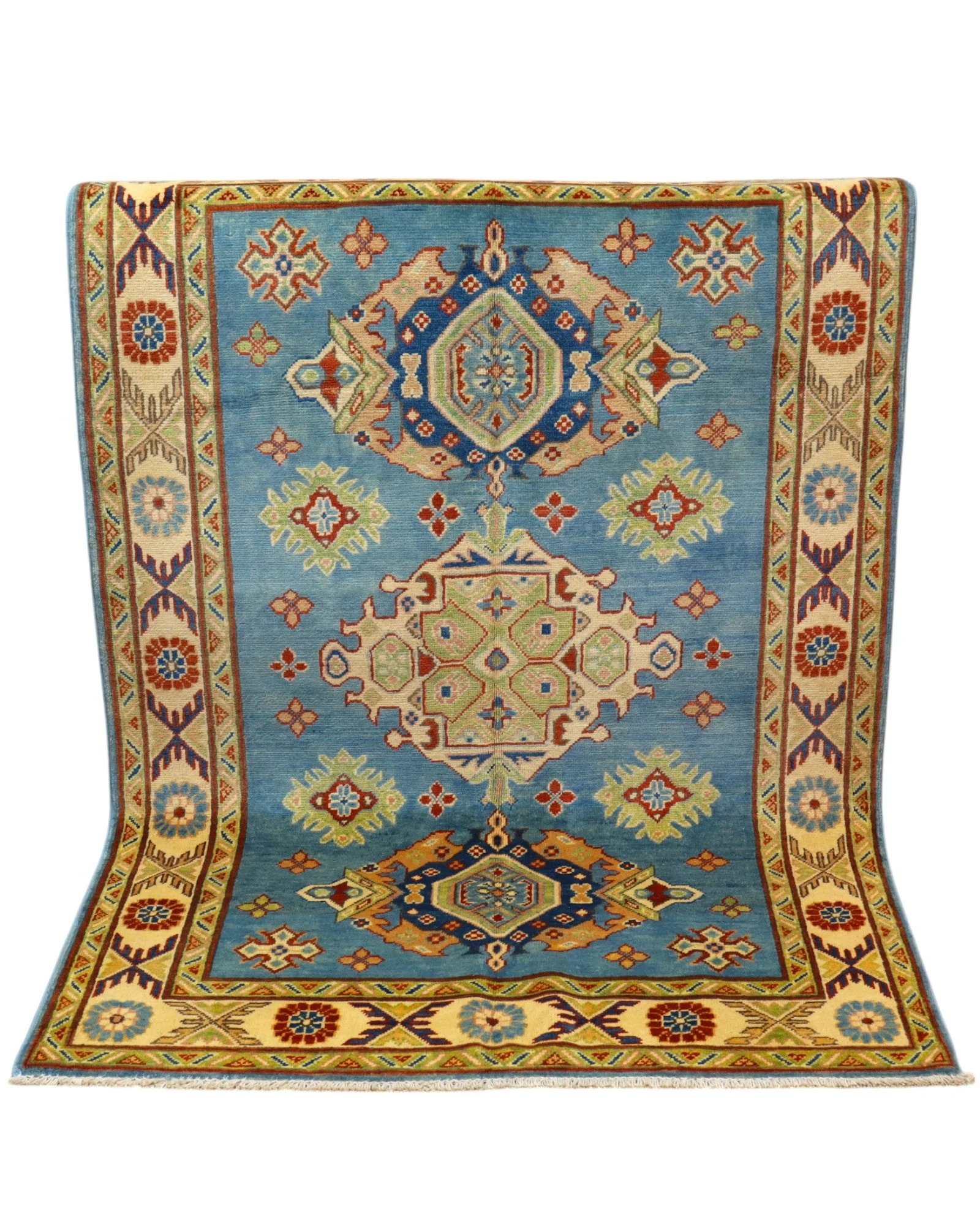 Kazak Afghan Rug — hand-knotted, 186 × 122 cm, Wool