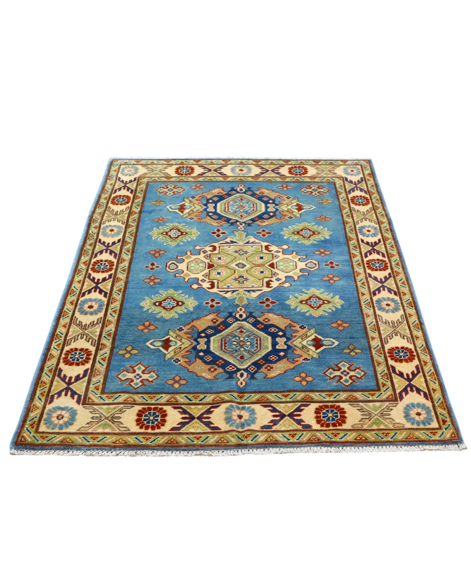 Kazak Afghan Rug — hand-knotted, 186 × 122 cm, Wool