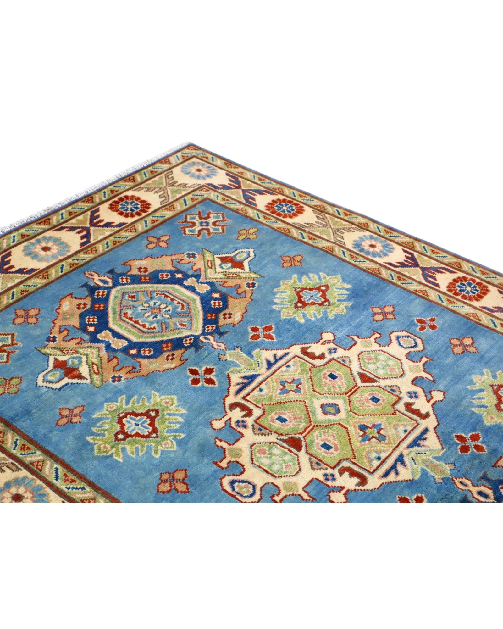 Kazak Afghan Rug — hand-knotted, 186 × 122 cm, Wool