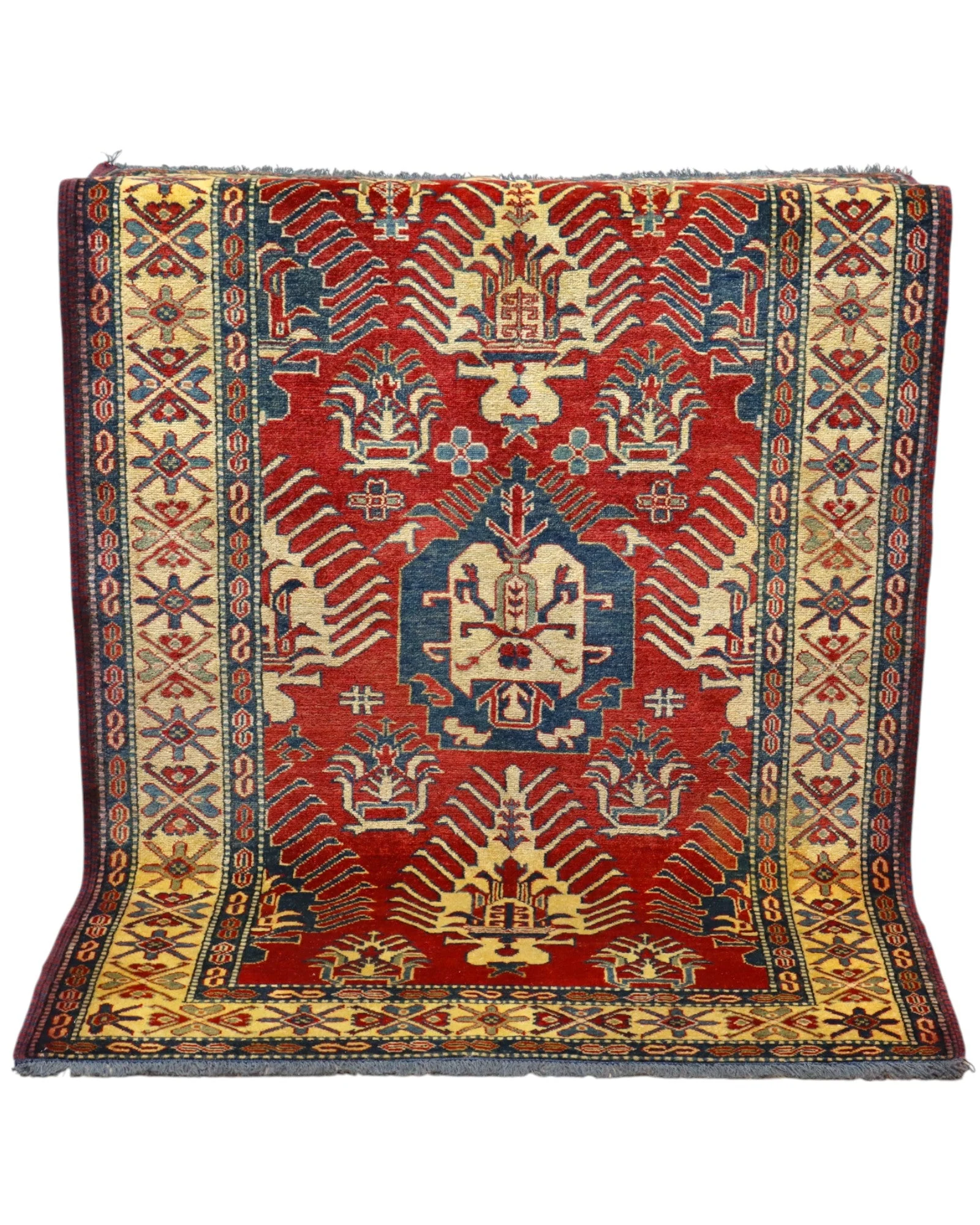 Kazak Afghan Rug — hand-knotted, 173 × 120 cm, Wool