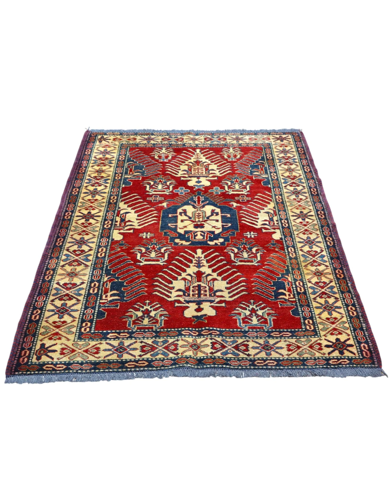Kazak Afghan Rug — hand-knotted, 173 × 120 cm, Wool