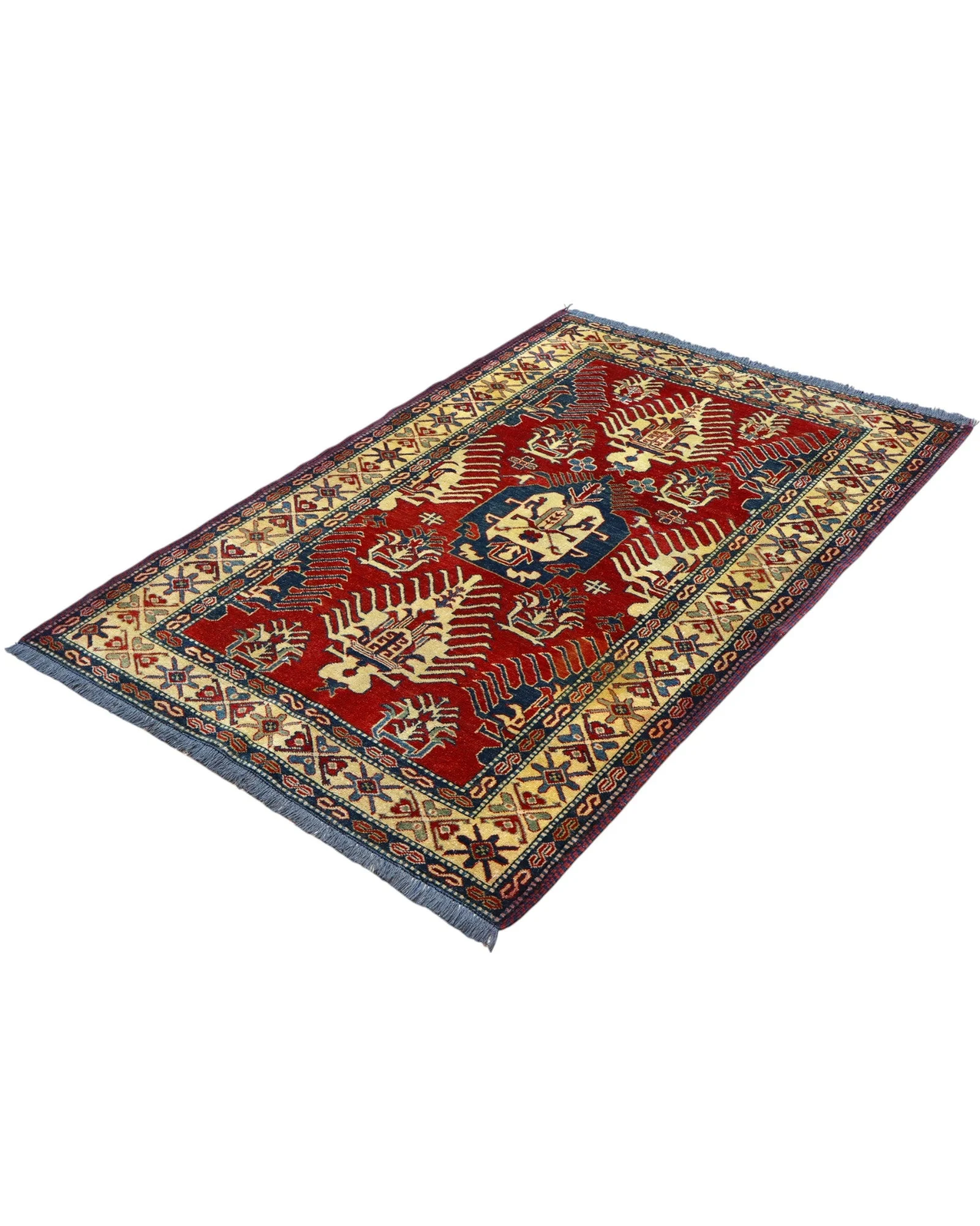 Kazak Afghan Rug — hand-knotted, 173 × 120 cm, Wool