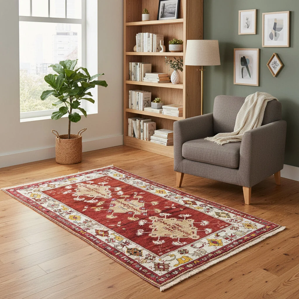 Hand-Knotted Wool Oriental Rug, 168 × 126 cm