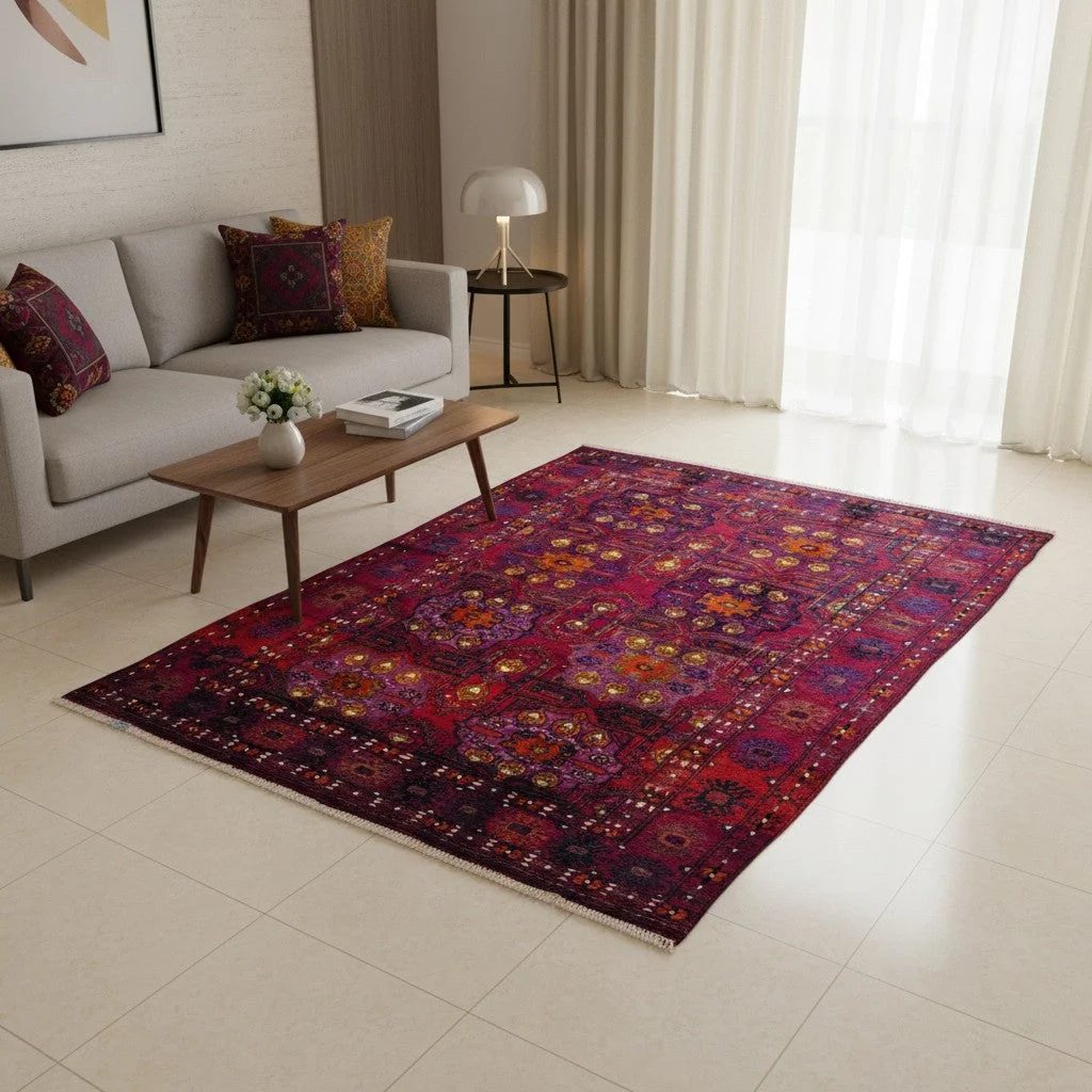 Hand-Knotted Wool Turkmen Oriental Rug, 227 × 161 cm