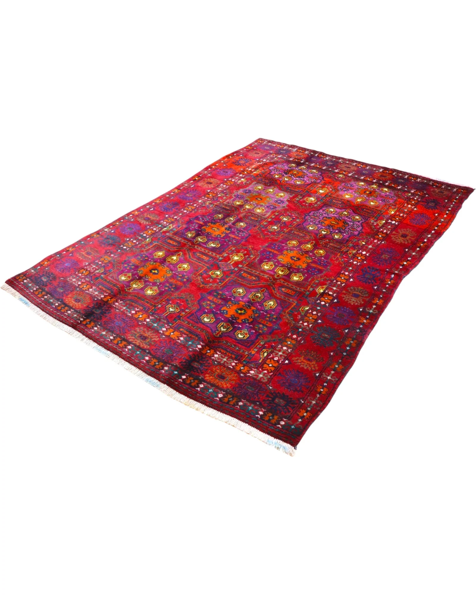 Hand-Knotted Wool Turkmen Oriental Rug, 227 × 161 cm
