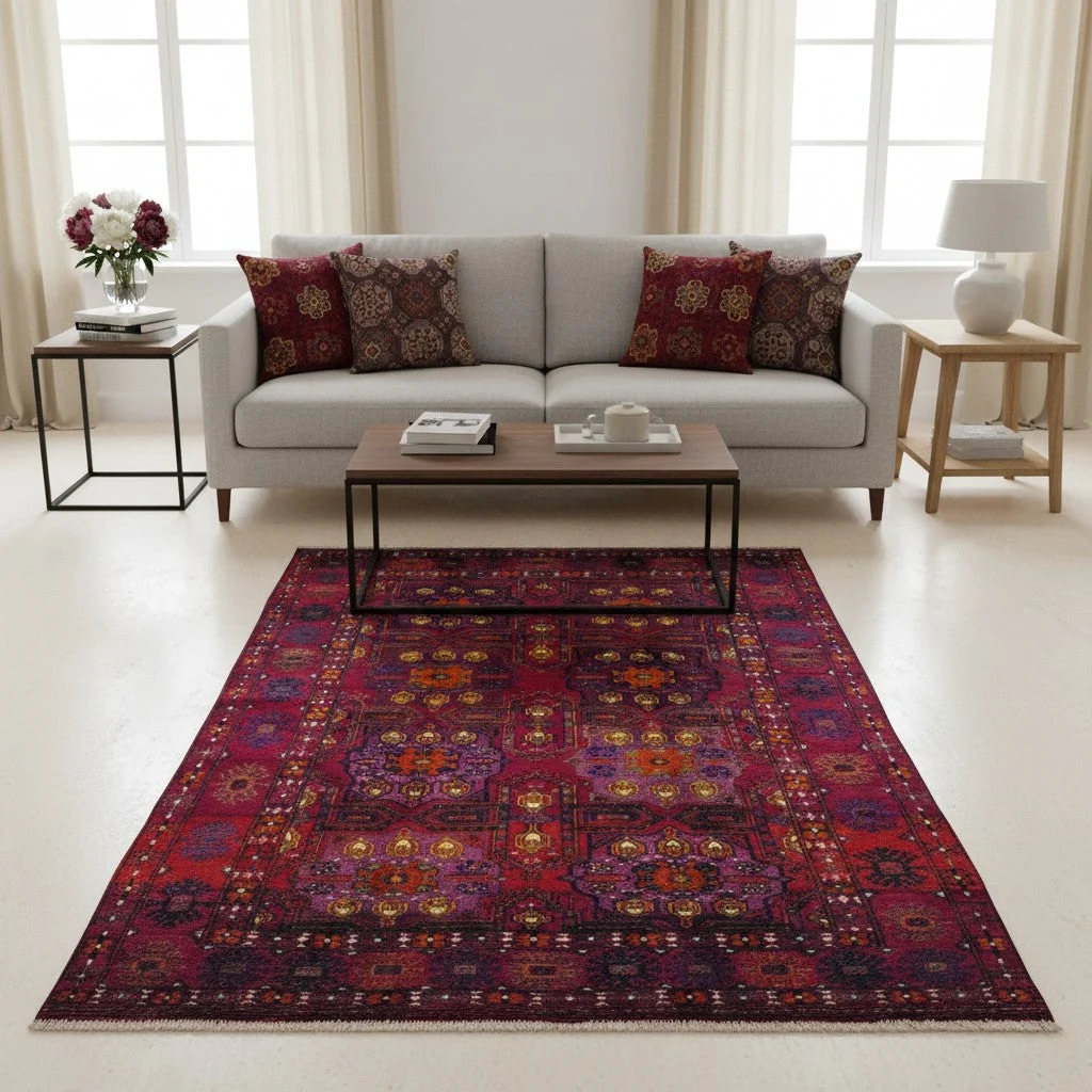 Hand-Knotted Wool Turkmen Oriental Rug, 227 × 161 cm