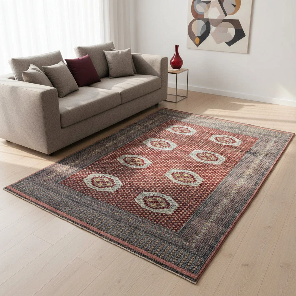 Hand-Knotted Wool Pakistani Rug, 276 × 188 cm