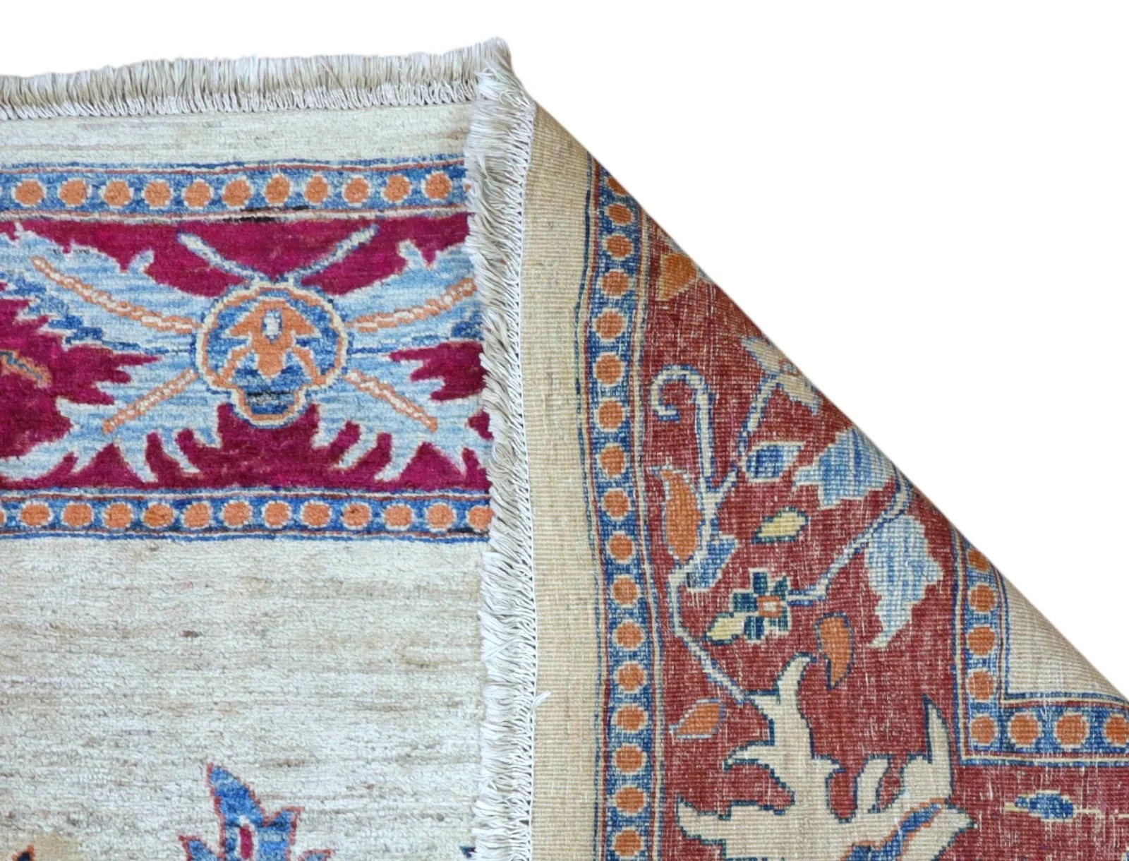 Hand-Knotted Wool Kazak Afghan Rug, 232 × 180 cm
