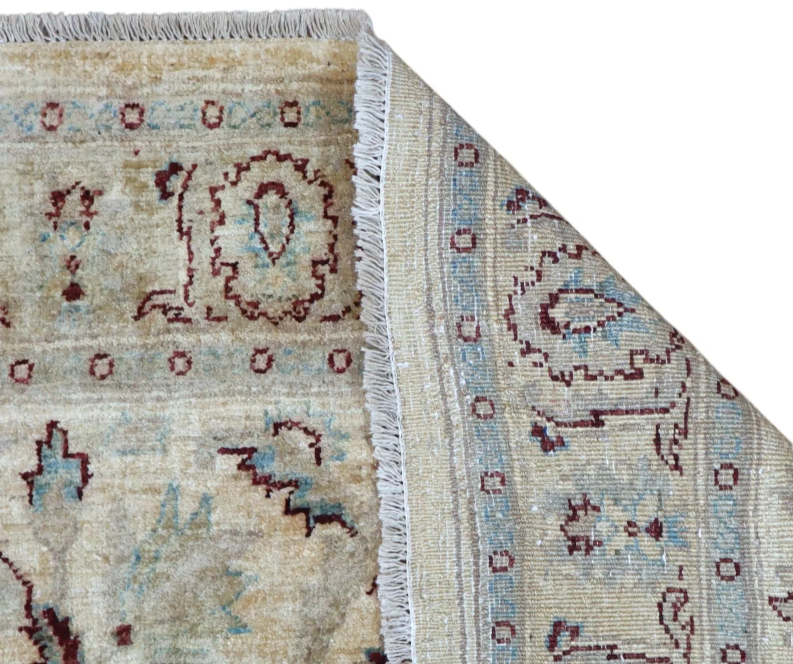 Hand-Knotted Wool Ziegler Afghan Rug, 182 × 125 cm