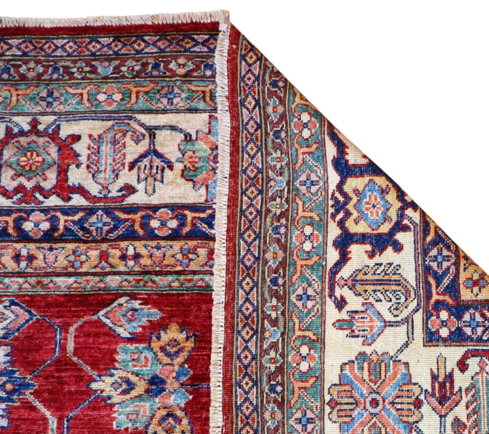 Hand-Knotted Wool Kazak Afghan Rug, 445 × 307 cm
