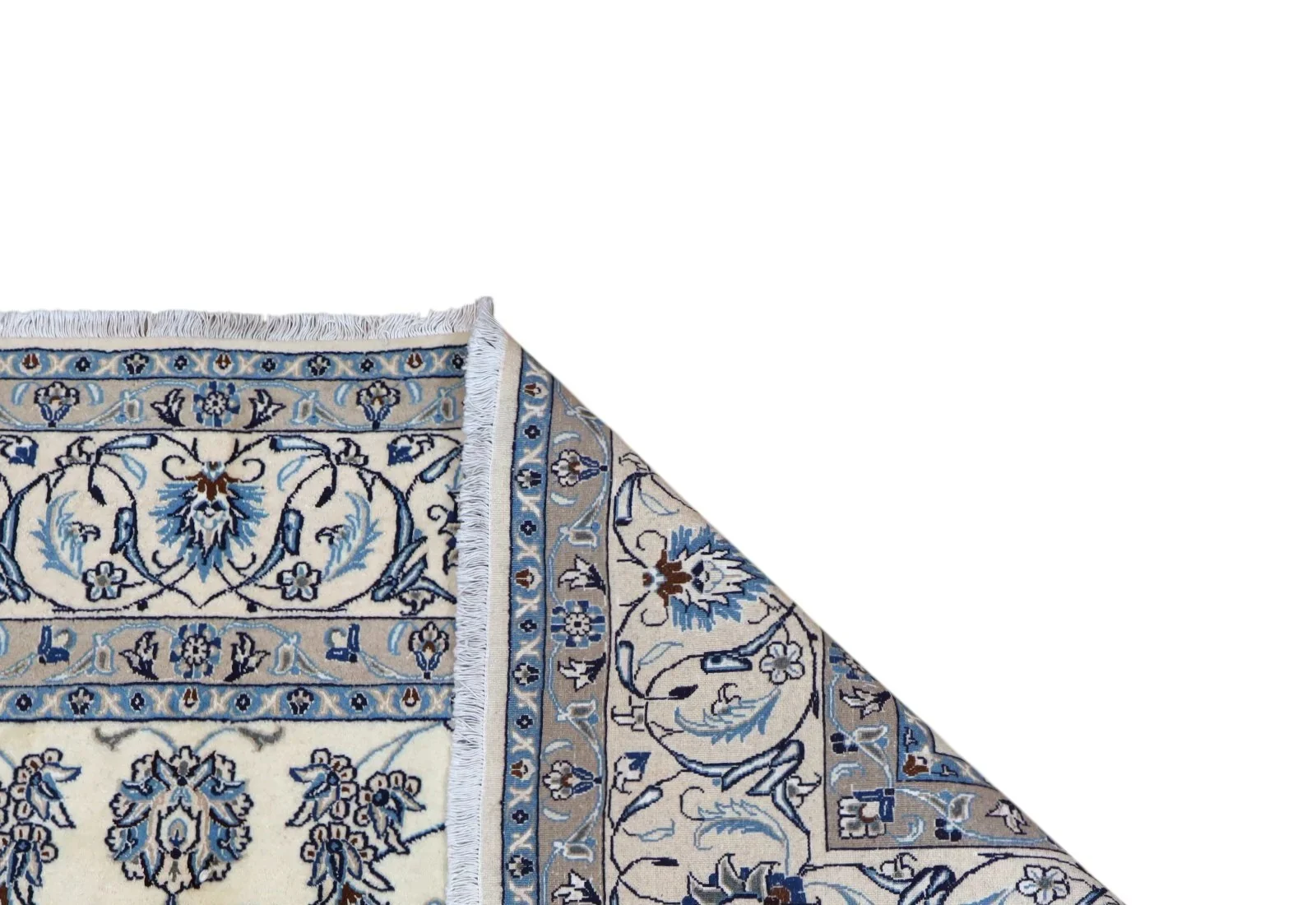 Hand-Knotted Wool & Silk Nain Persian Rug, 207 × 200 cm