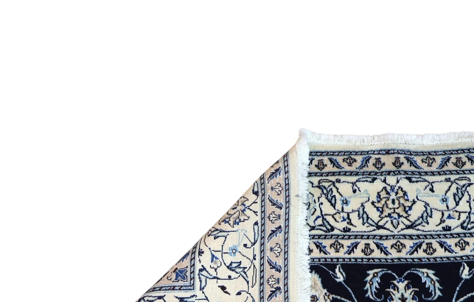 Hand-Knotted Wool & Silk Nain Persian Rug, 202 × 195 cm