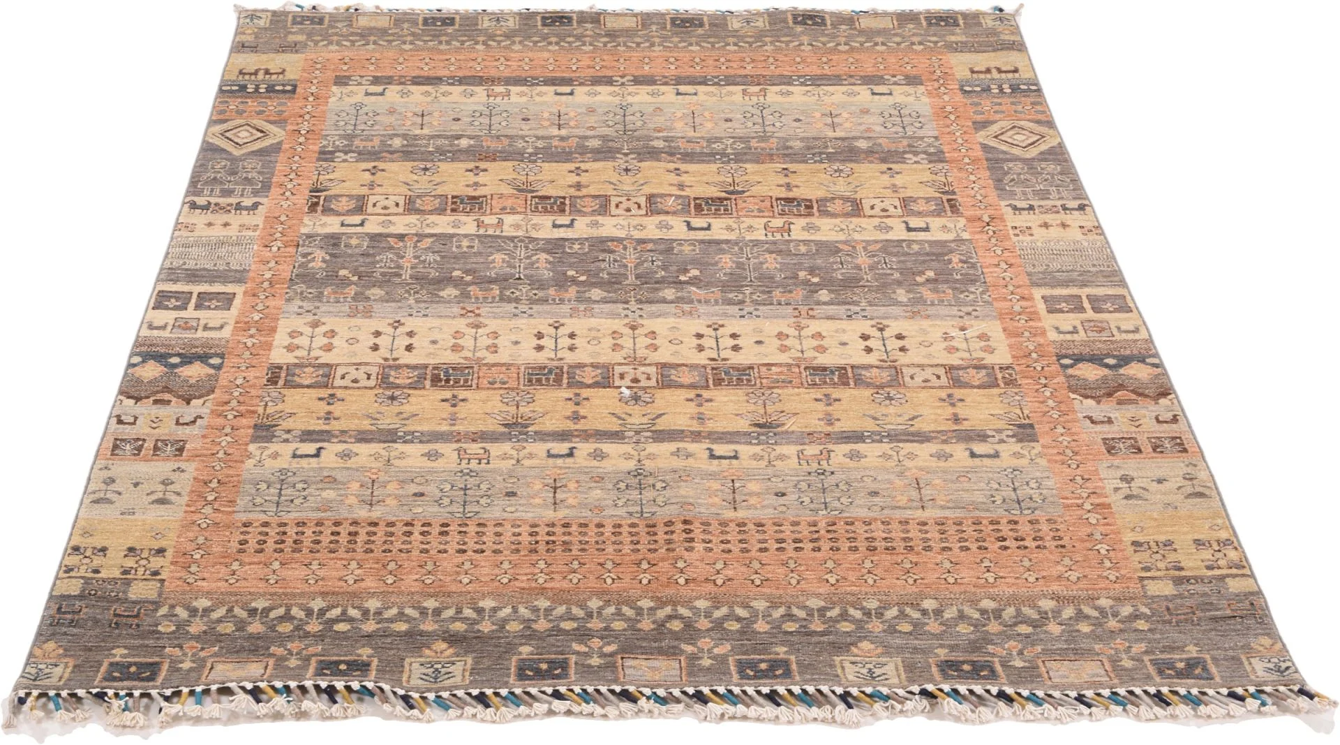 Hand-Knotted Wool Samarkand Pakistani Rug, 151 × 205 cm