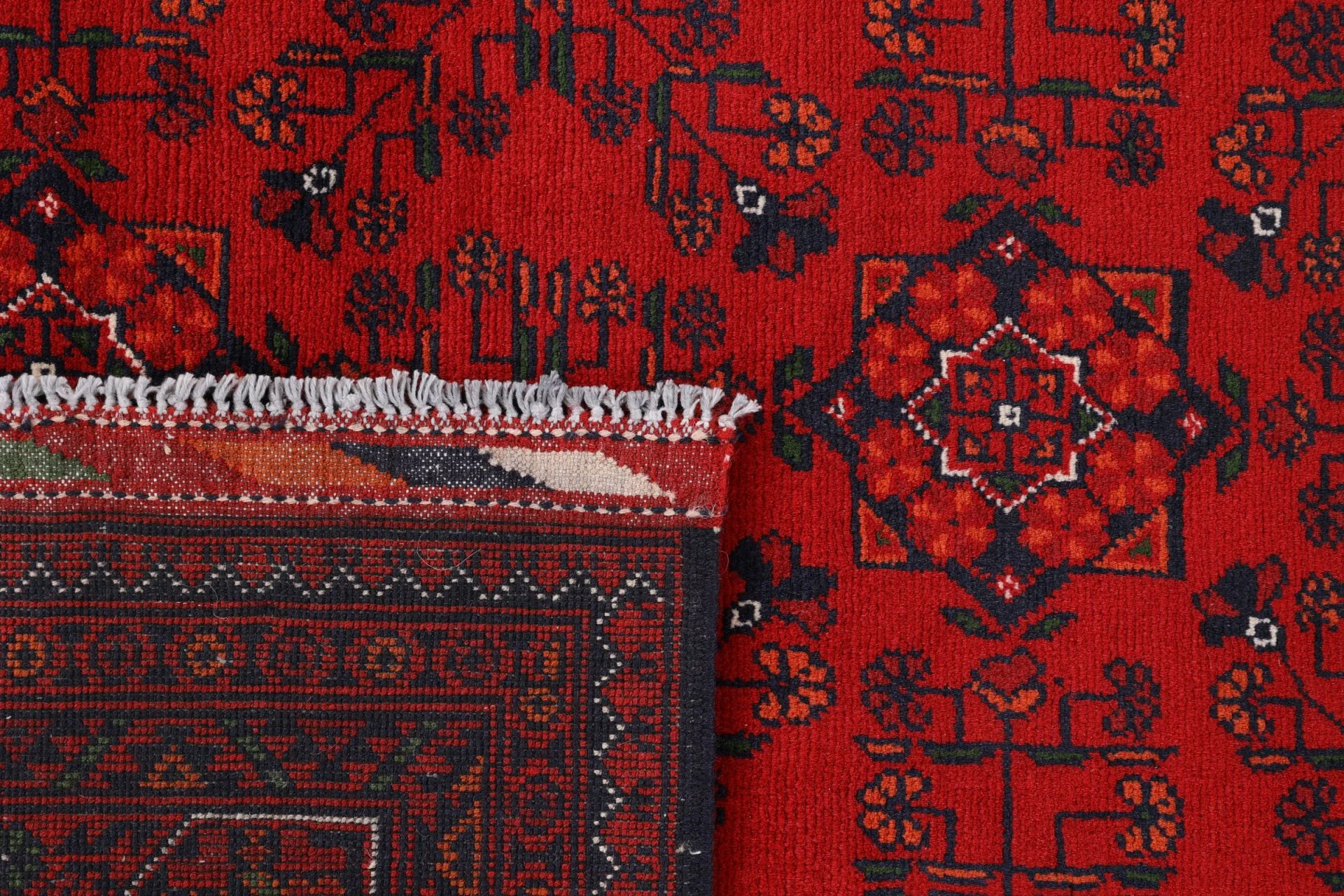 Hand-Knotted Wool Afghan Rug, 200 × 292 cm