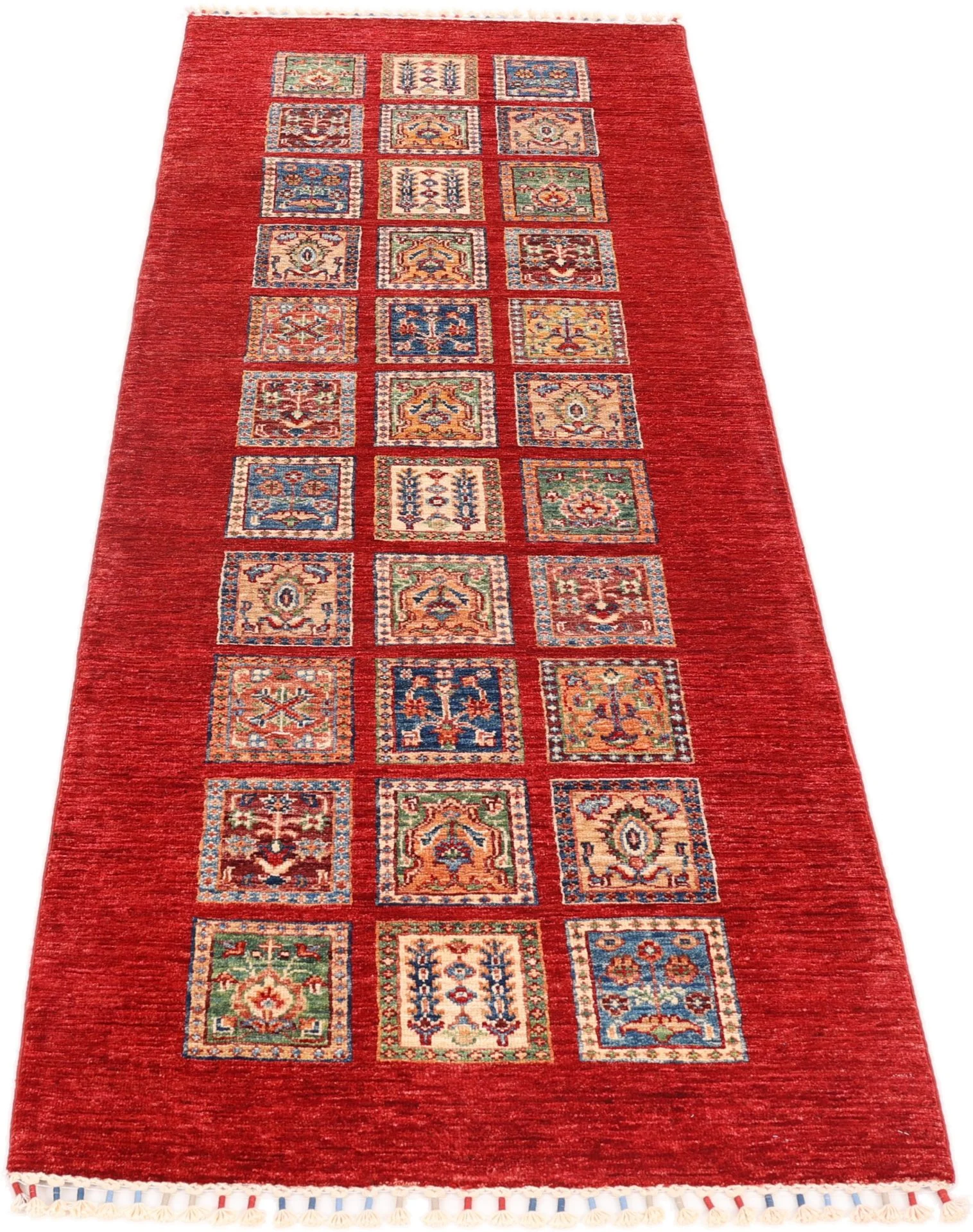Hand-Knotted Wool Samarkand Afghan Rug, 86 × 251 cm