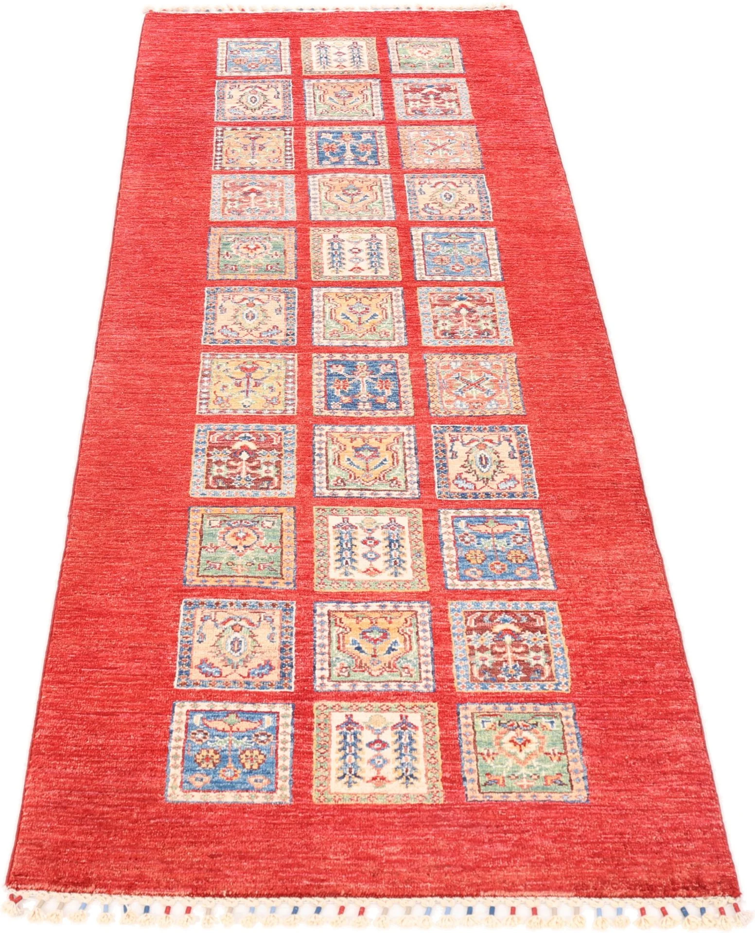 Hand-Knotted Wool Samarkand Afghan Rug, 86 × 251 cm