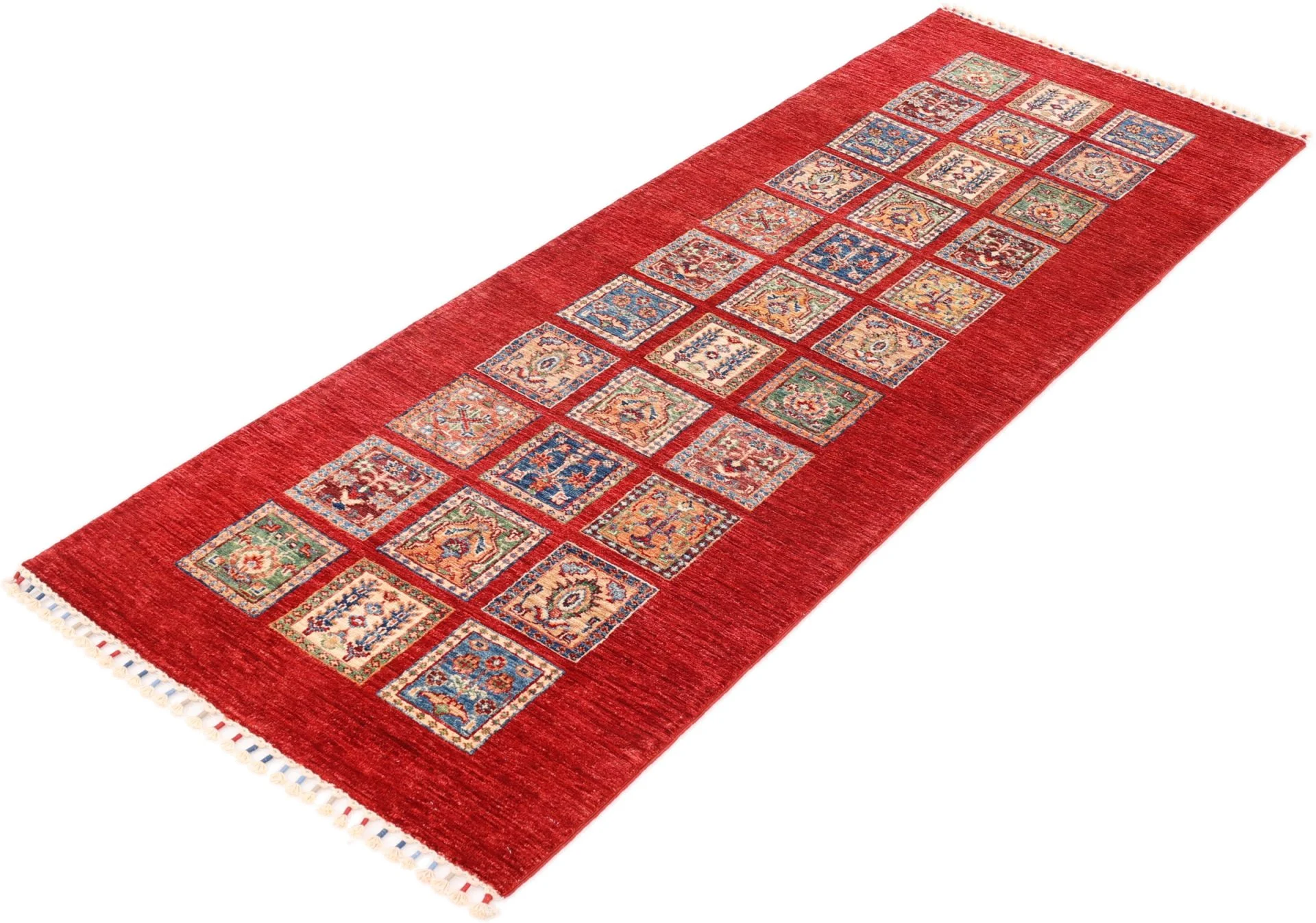 Hand-Knotted Wool Samarkand Afghan Rug, 86 × 251 cm