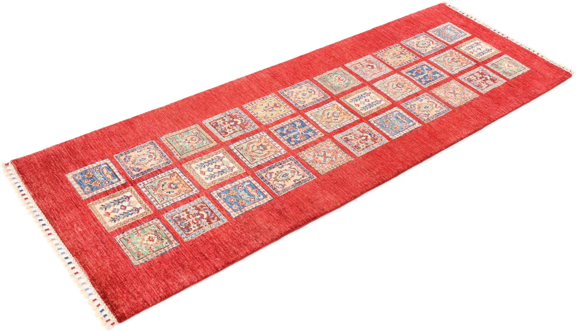Hand-Knotted Wool Samarkand Afghan Rug, 86 × 251 cm