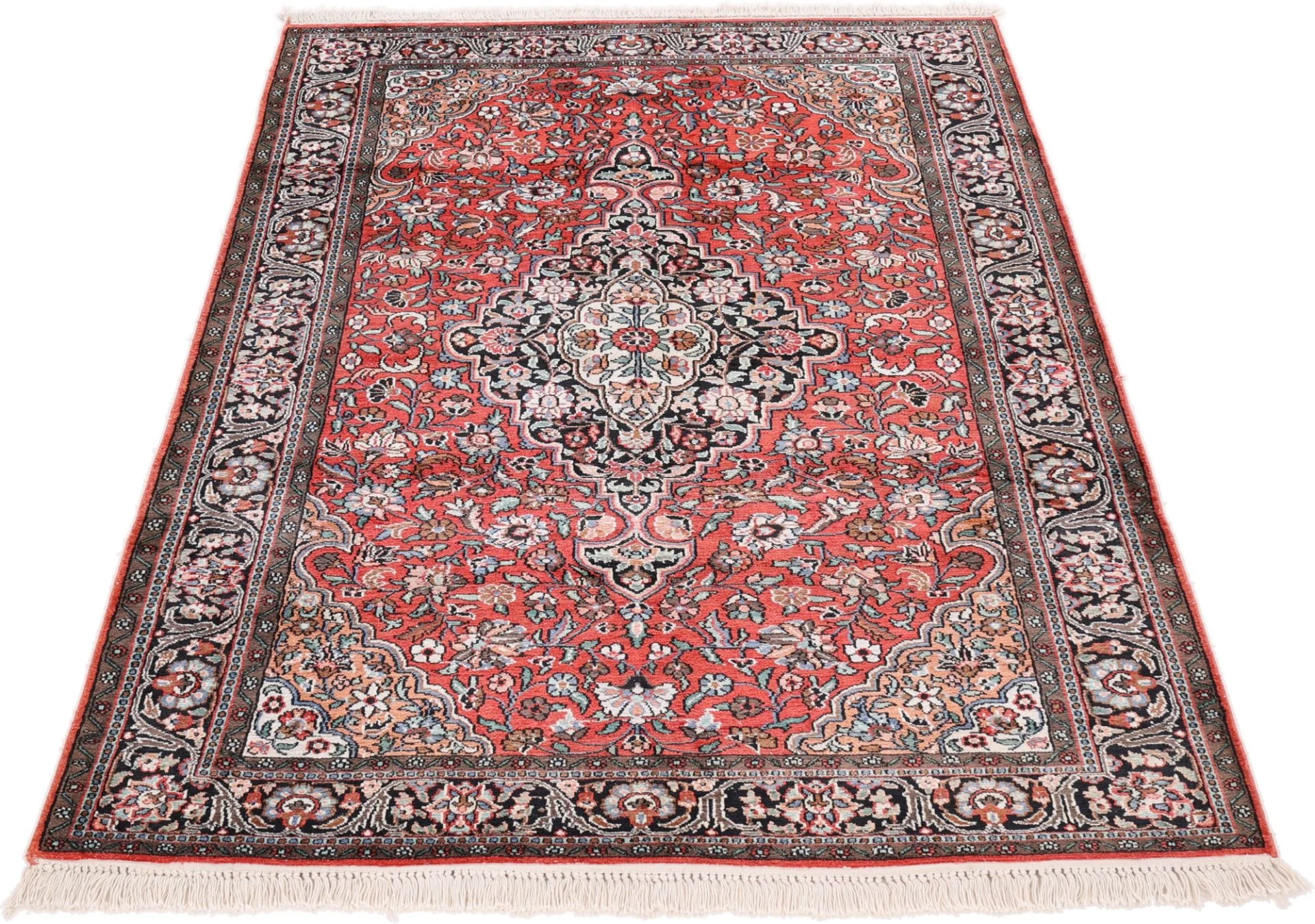 Hand-Knotted Wool Indian Rug, 184 × 124 cm
