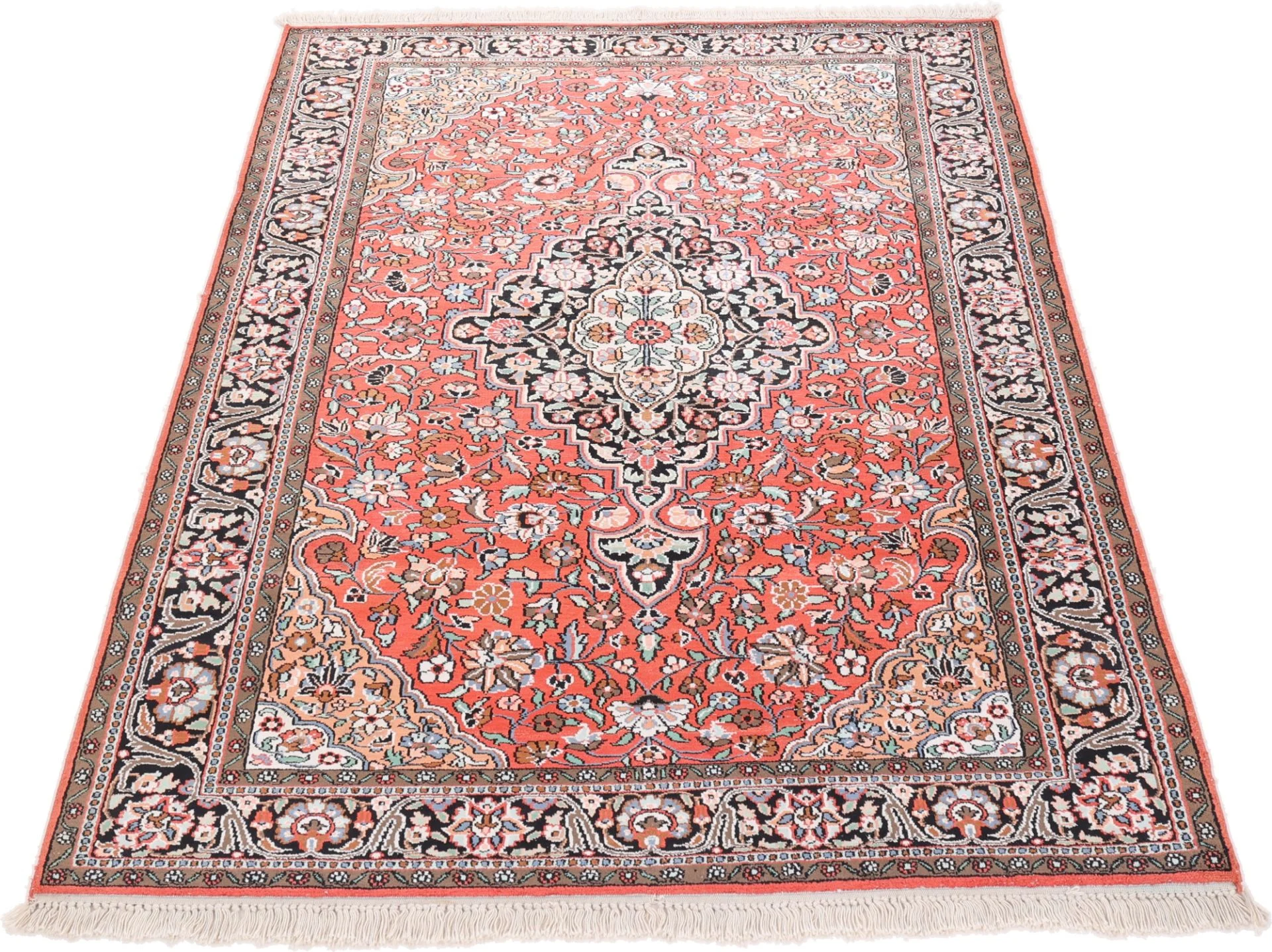 Hand-Knotted Wool Indian Rug, 184 × 124 cm
