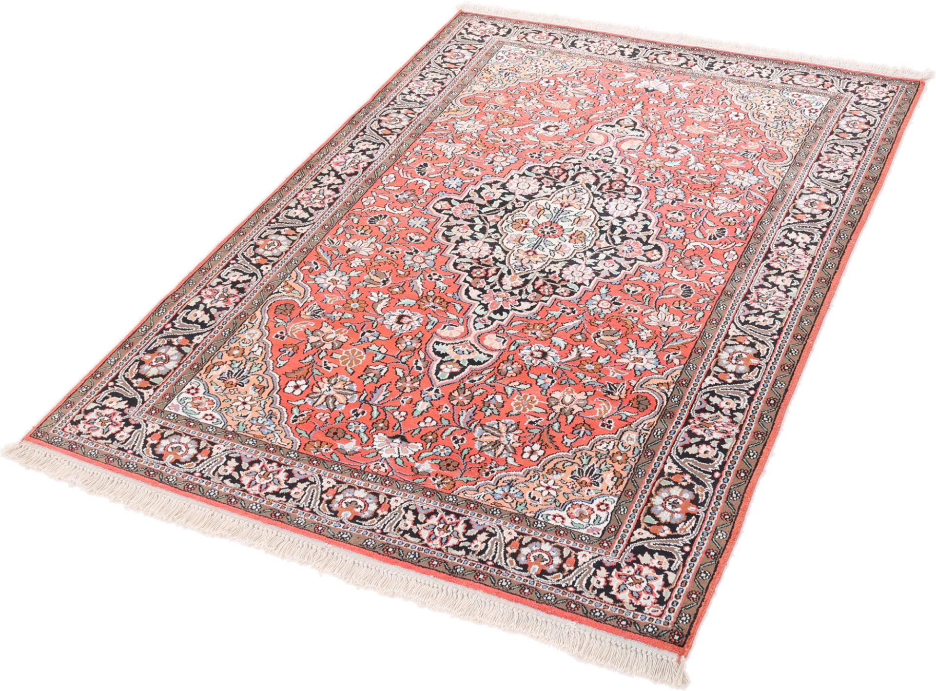 Hand-Knotted Wool Indian Rug, 184 × 124 cm