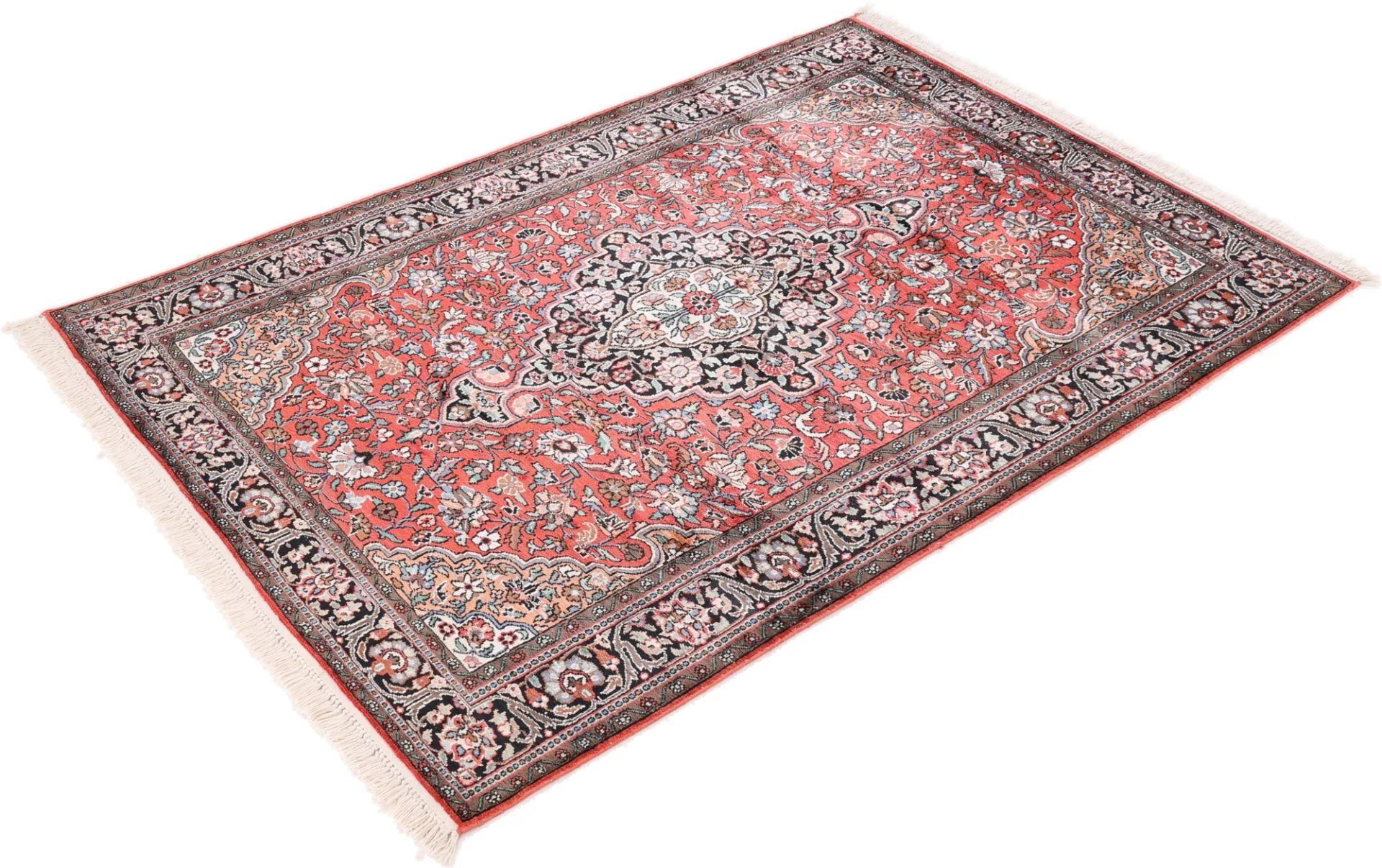 Hand-Knotted Wool Indian Rug, 184 × 124 cm
