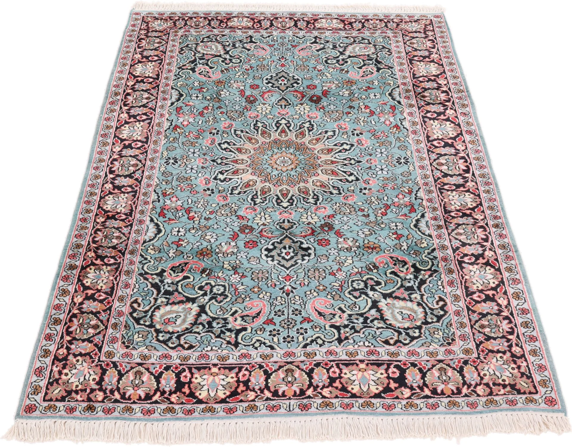 Hand-Knotted Wool Indian Rug, 189 × 126 cm