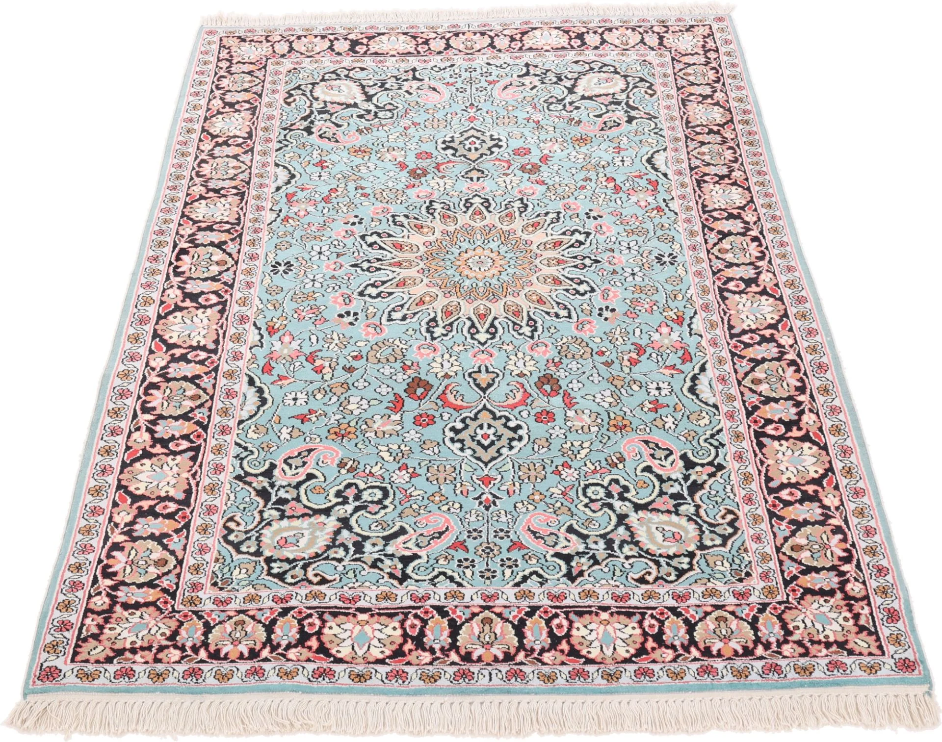 Hand-Knotted Wool Indian Rug, 189 × 126 cm