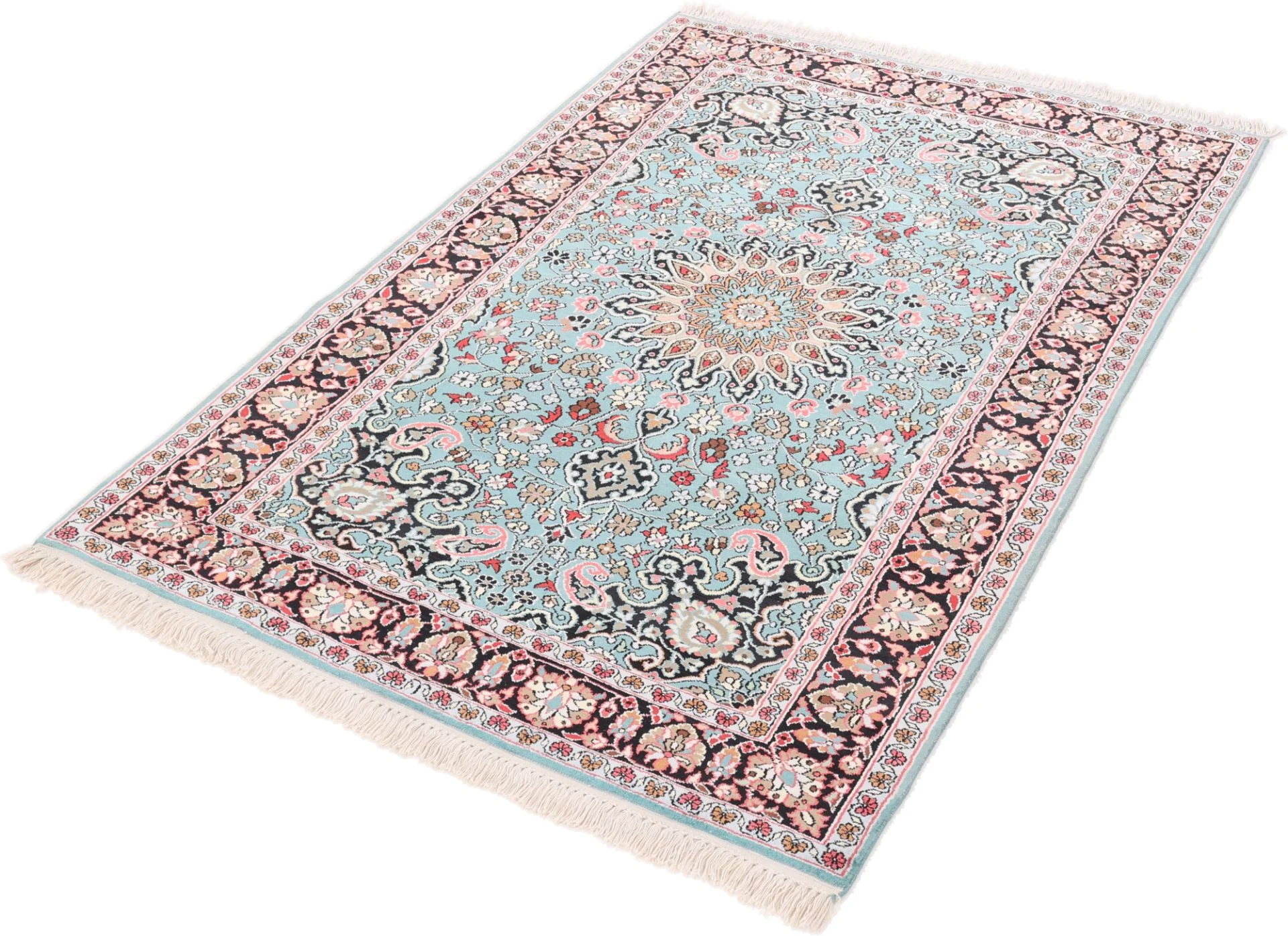 Hand-Knotted Wool Indian Rug, 189 × 126 cm