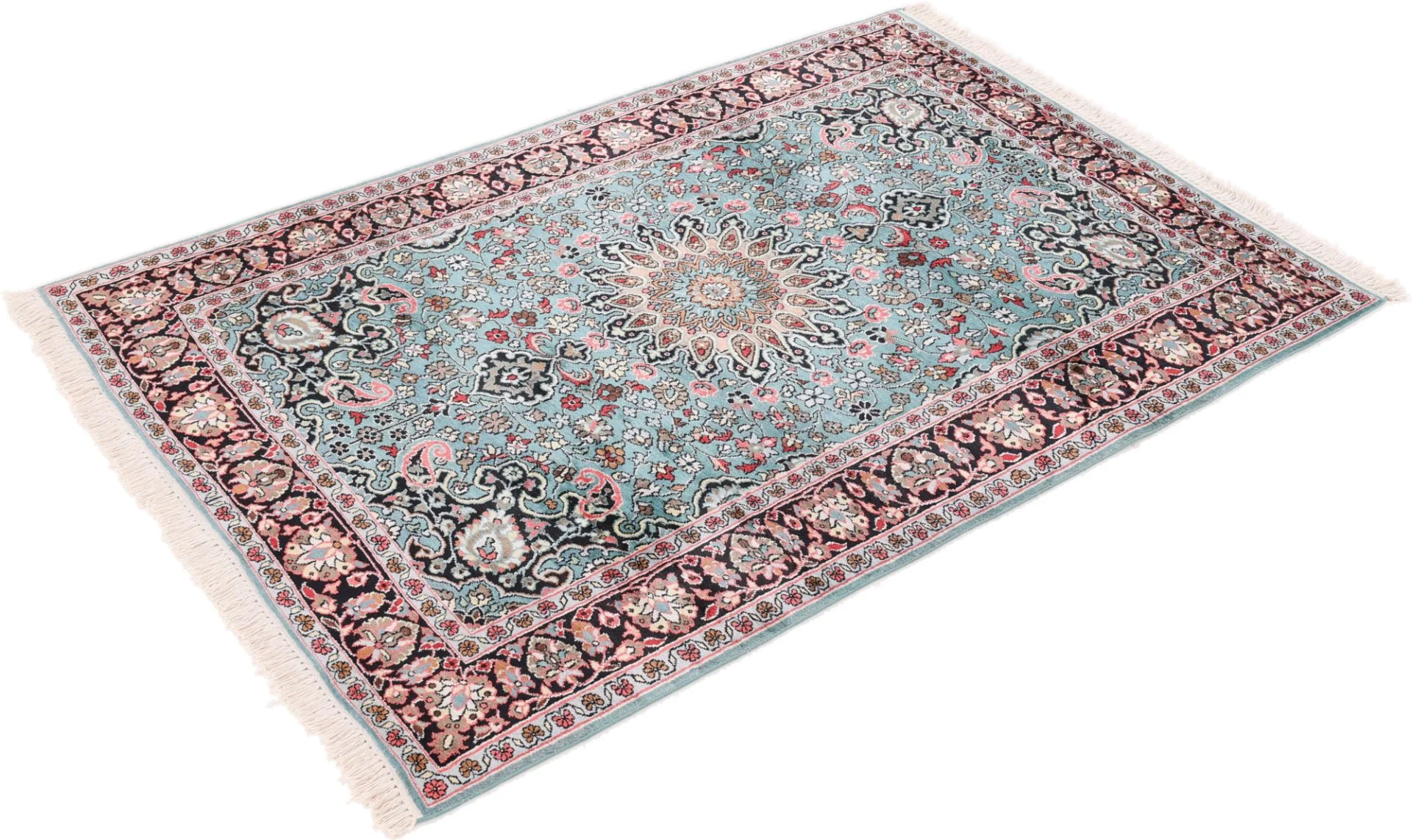 Hand-Knotted Wool Indian Rug, 189 × 126 cm