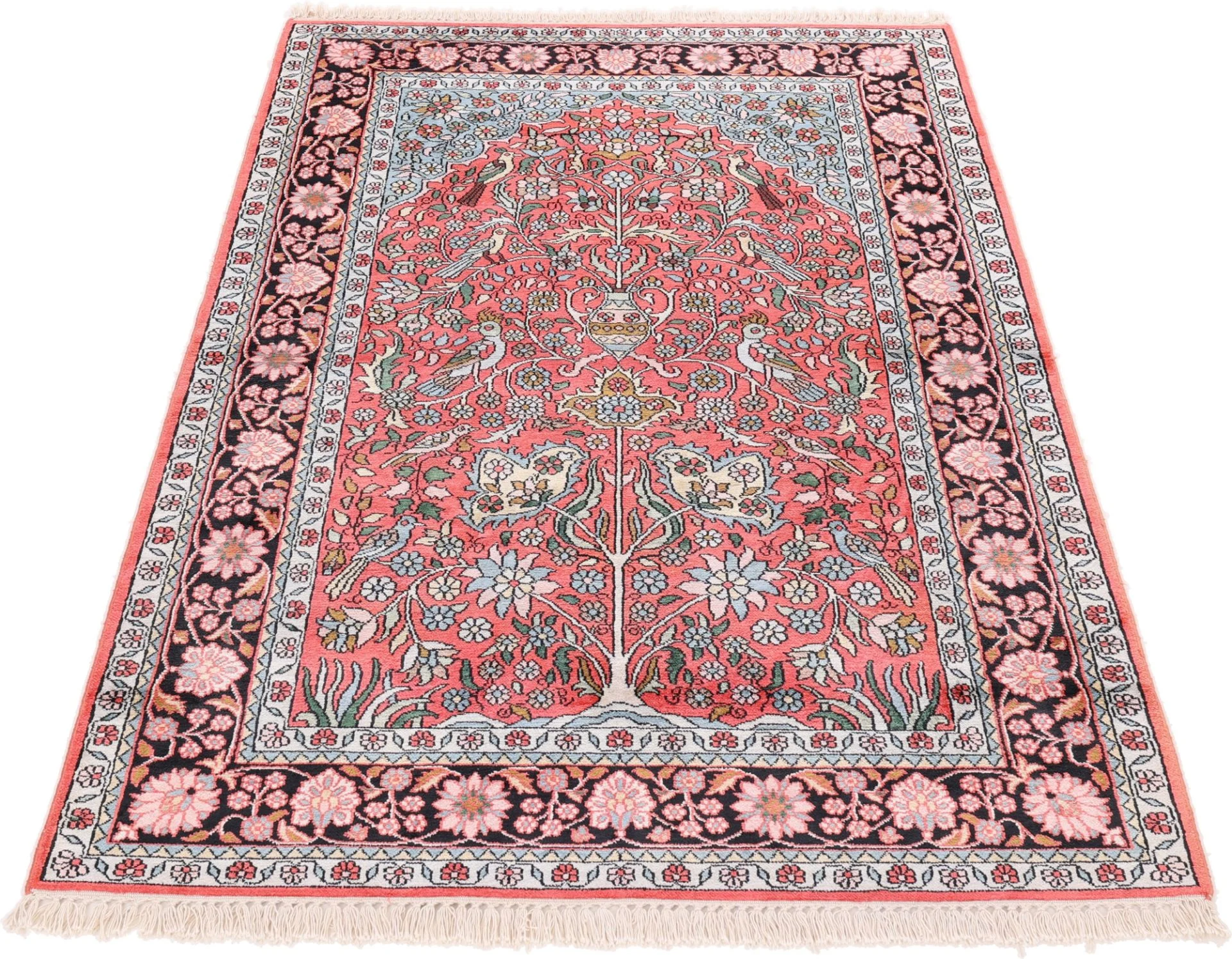 Hand-Knotted Wool Indian Rug, 184 × 120 cm